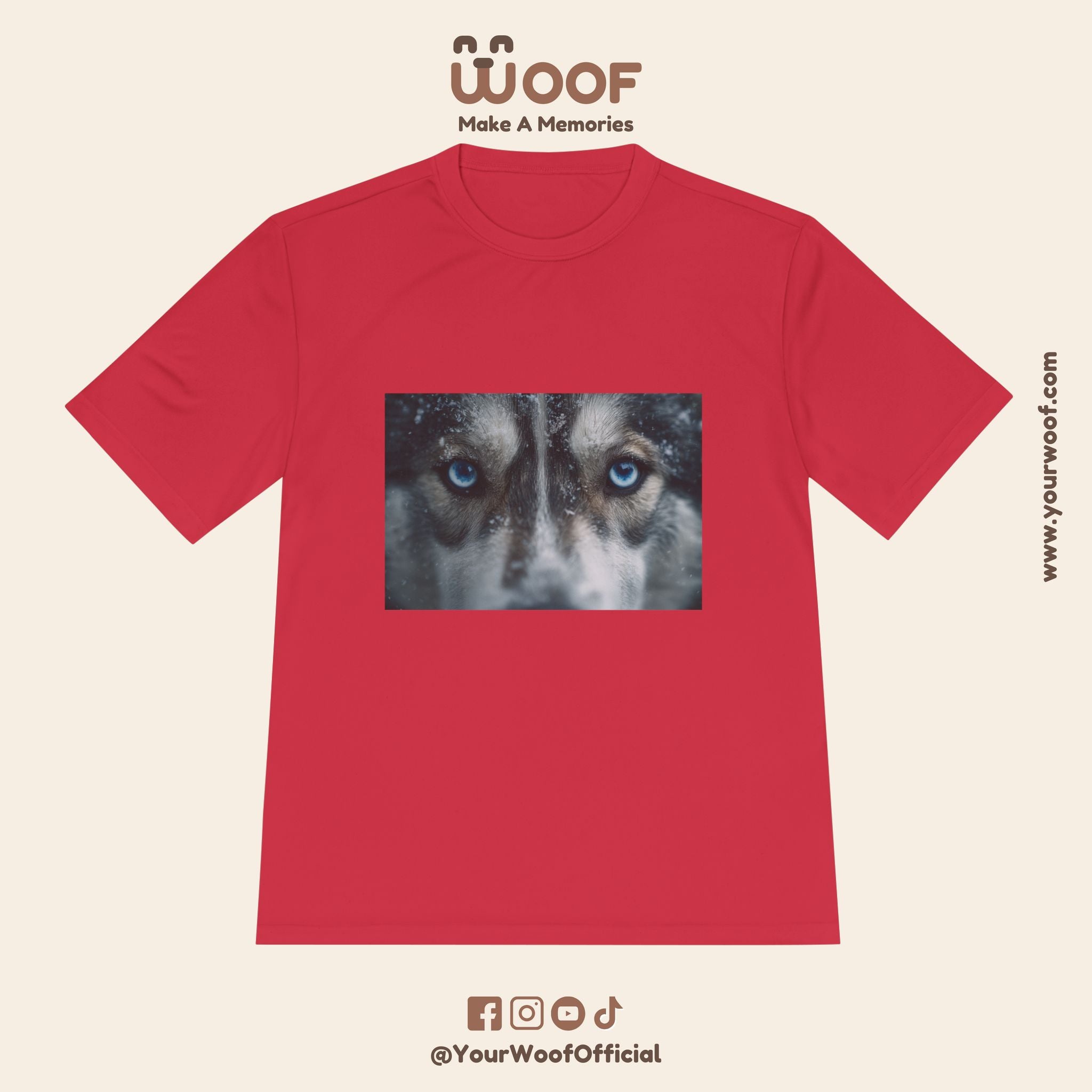 Woof Unisex Moisture Wicking Tee - Dog Lover's Apparel, Perfect for Outdoor Adventures, Pet Days, Gifts for Dog Owners, Cool Summer Wear