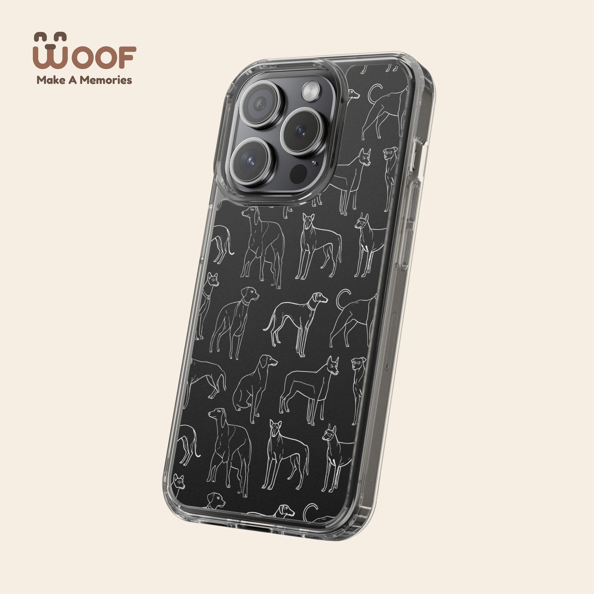 Stylish Dog Print Clear Phone Case, Pet Lover Gift, Customizable Clear Cases, Dog Owner Accessories, Cute Phone Covers