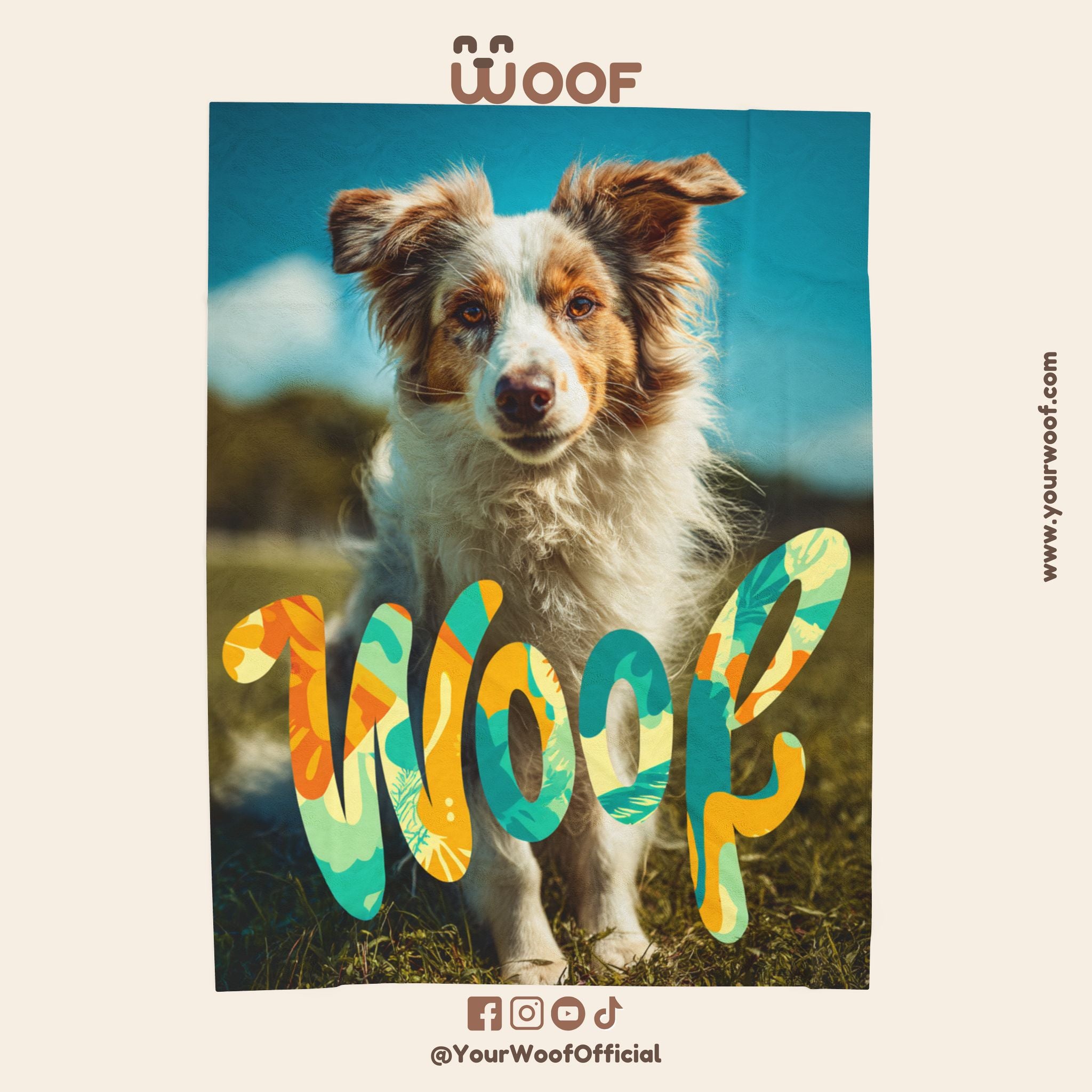 Cozy Dog Lover's Blanket with 'Woof' Design