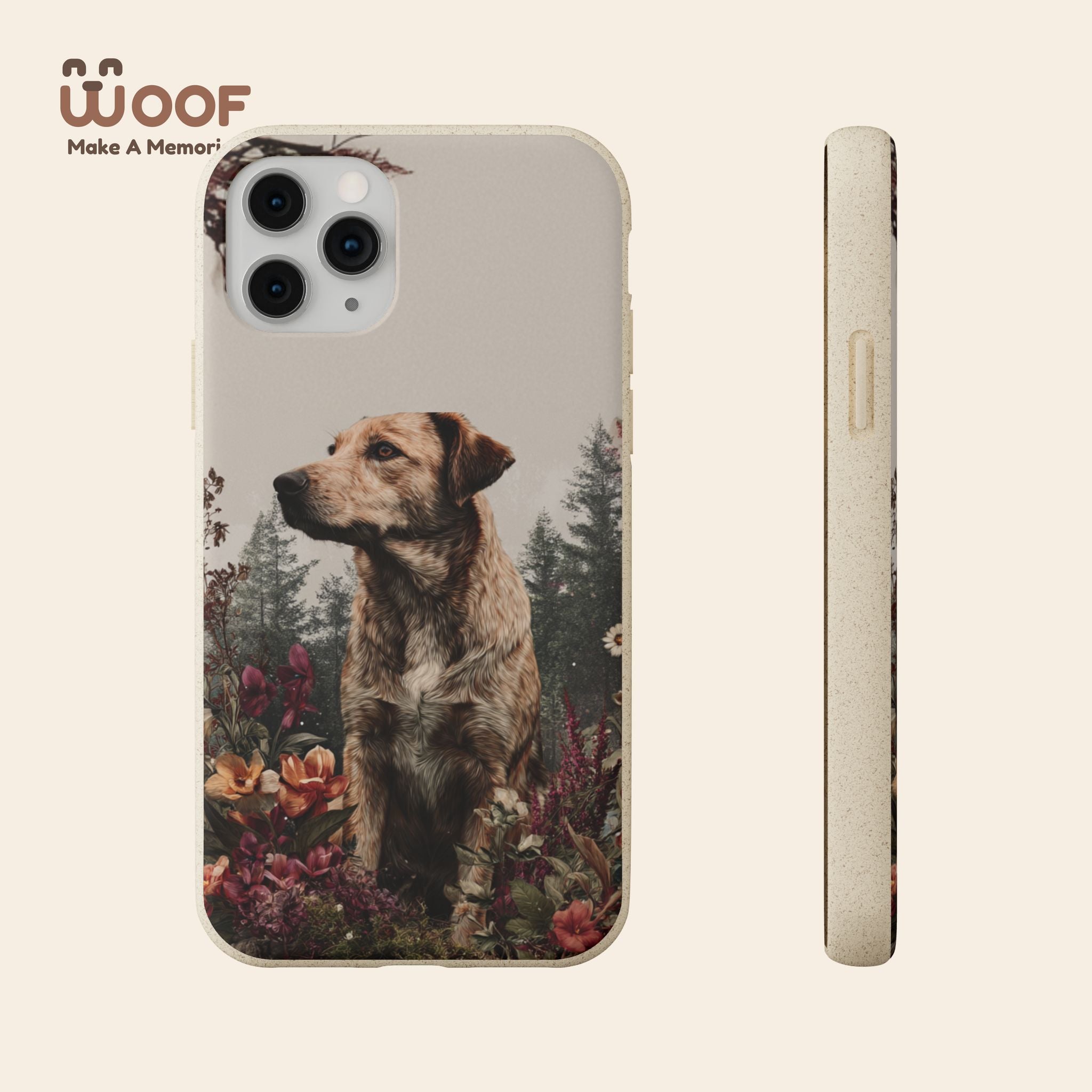 Eco-Friendly Dog Lover Biodegradable Phone Case - Floral Design