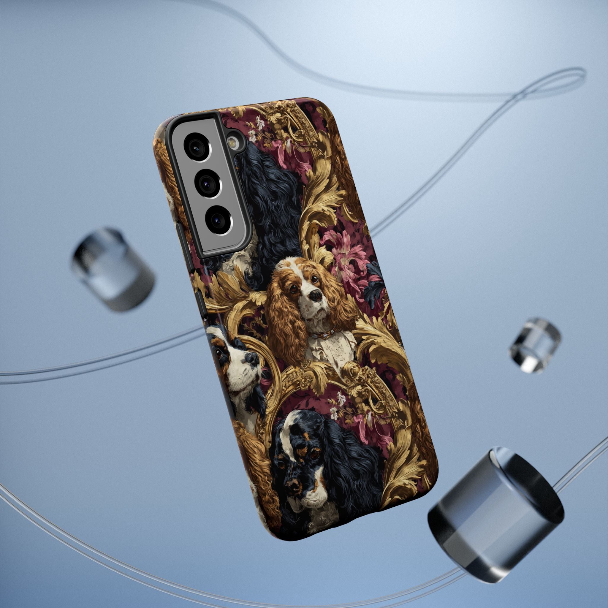 Elegant Pet Portrait Phone Case – Floral Design, Dog Lover Gift, Durable Phone Cover, Unique Art Case, Stylish Accessory