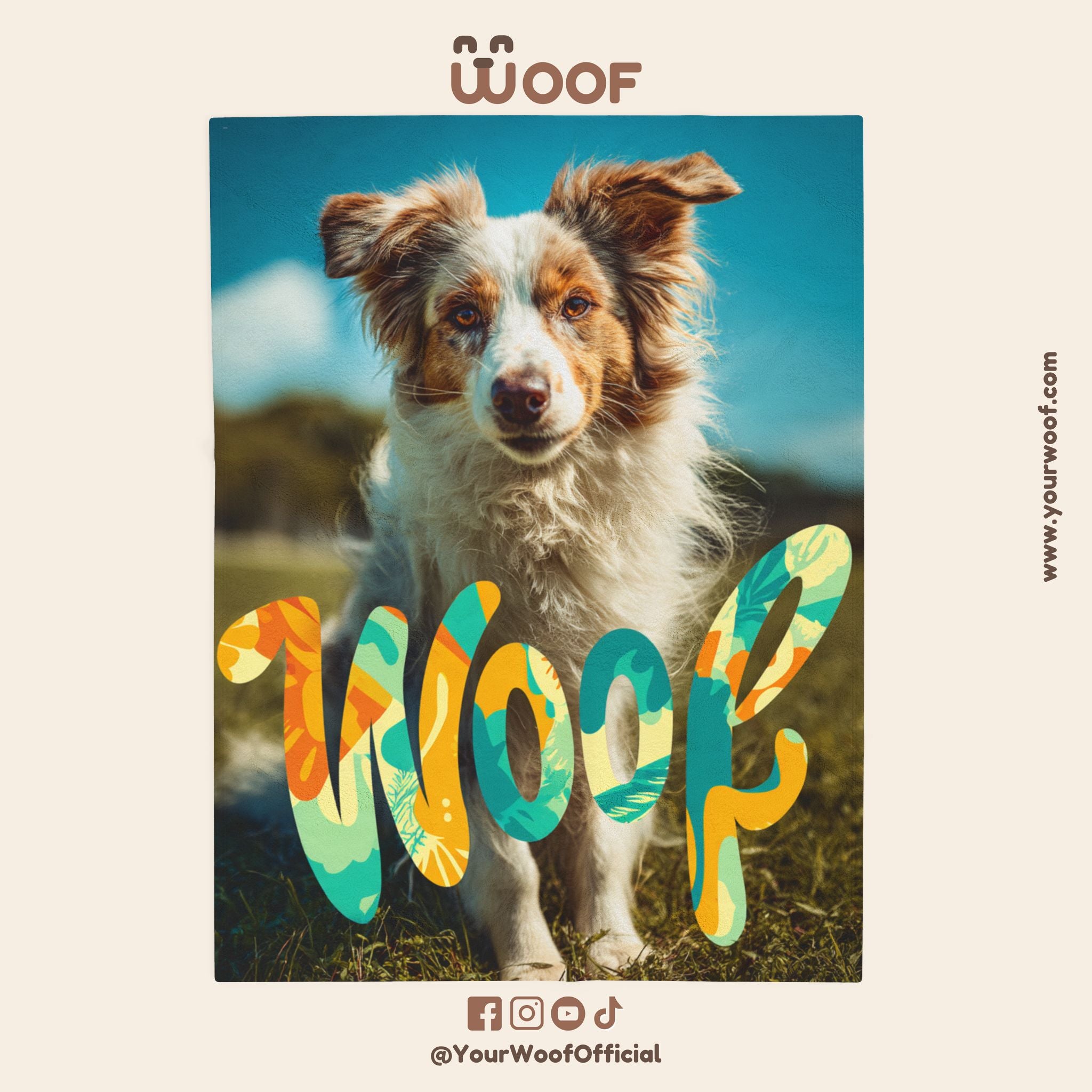 Cozy Dog Lover's Blanket with 'Woof' Design