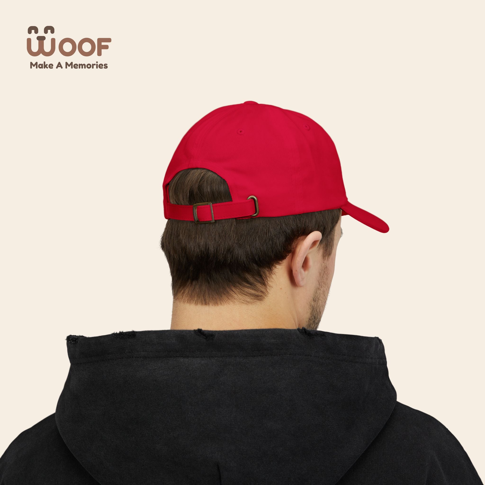 Classic Dad Cap with Woof Design, Adjustable Cap for Dog Lovers, Gift for Pet Owners, Casual Style Hat, Everyday Wear