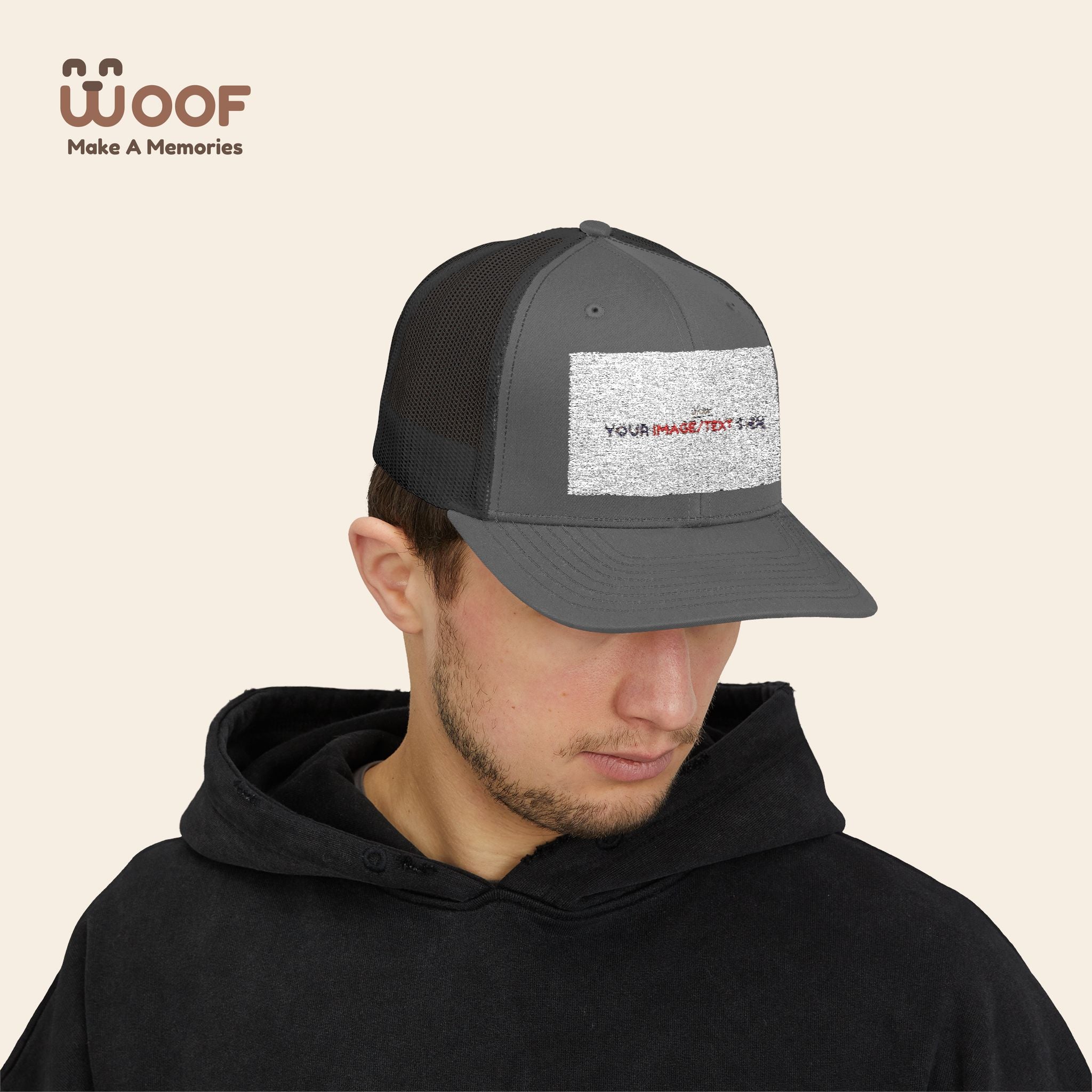 Woof Snapback Trucker Cap - Pet Lovers Gift, Dog Mom Hat, Casual Outdoor Accessory, Fun Pet Apparel, Unique Dog Dad Gift