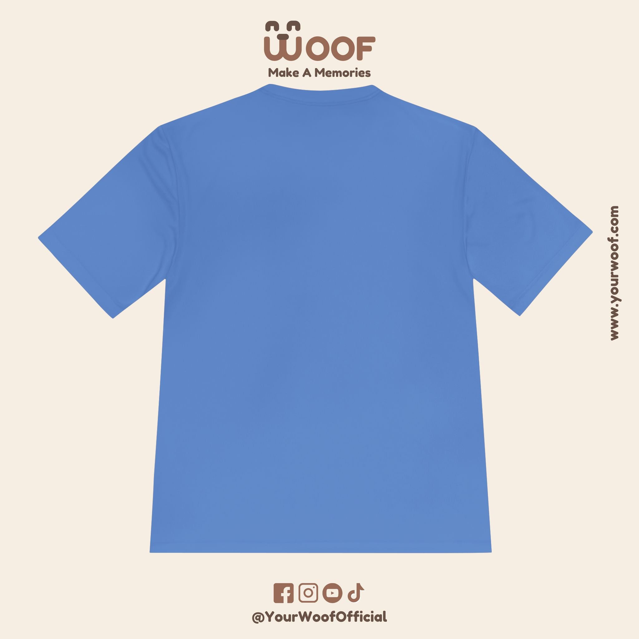 Woof Unisex Moisture Wicking Tee - Dog Lover's Apparel, Perfect for Outdoor Adventures, Pet Days, Gifts for Dog Owners, Cool Summer Wear