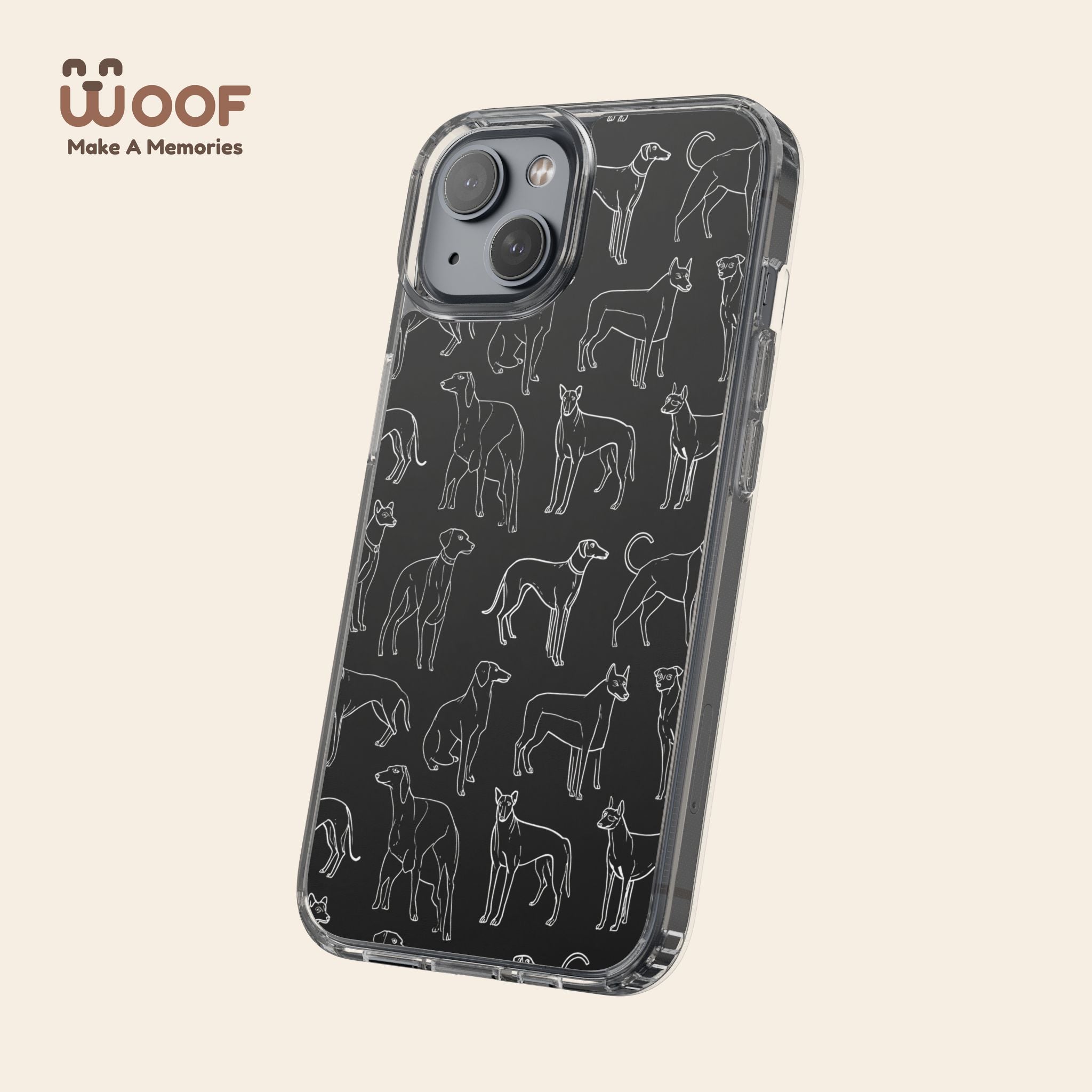 Stylish Dog Print Clear Phone Case, Pet Lover Gift, Customizable Clear Cases, Dog Owner Accessories, Cute Phone Covers
