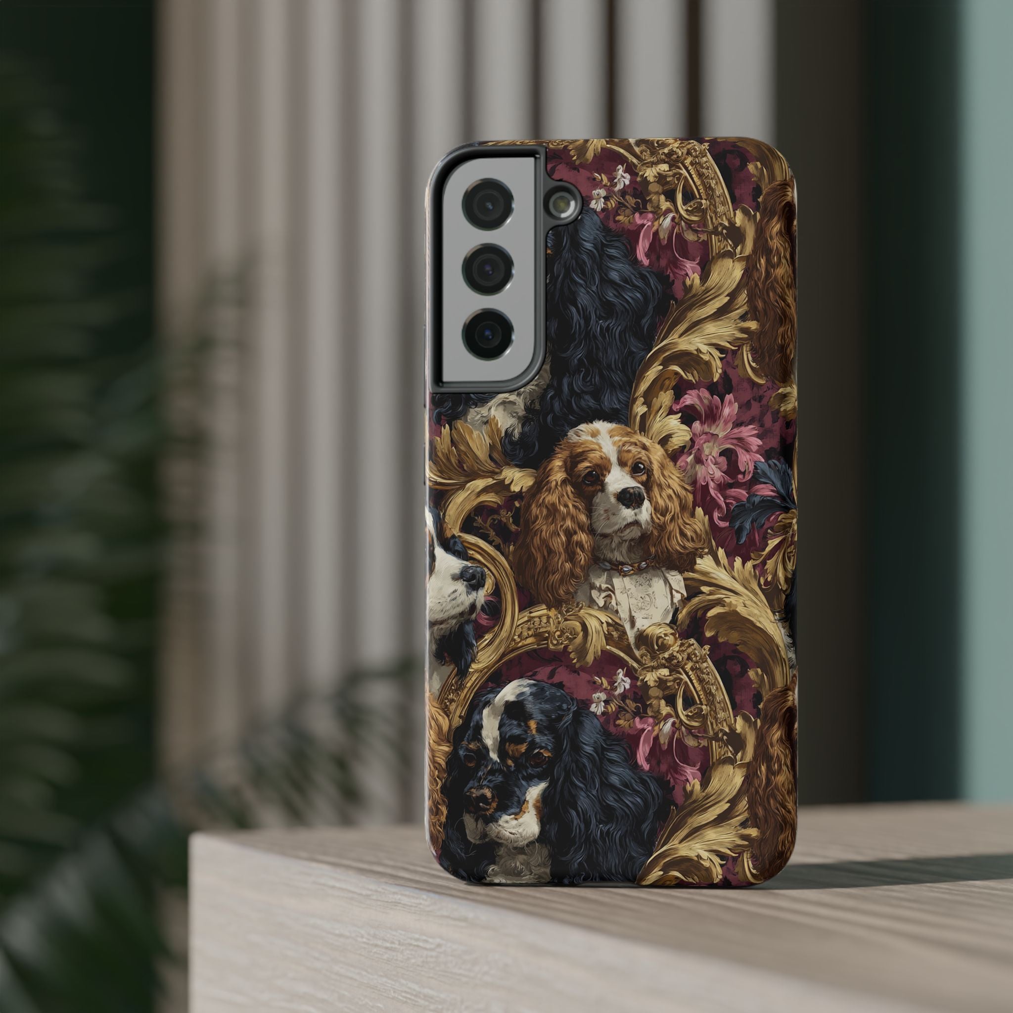 Elegant Pet Portrait Phone Case – Floral Design, Dog Lover Gift, Durable Phone Cover, Unique Art Case, Stylish Accessory