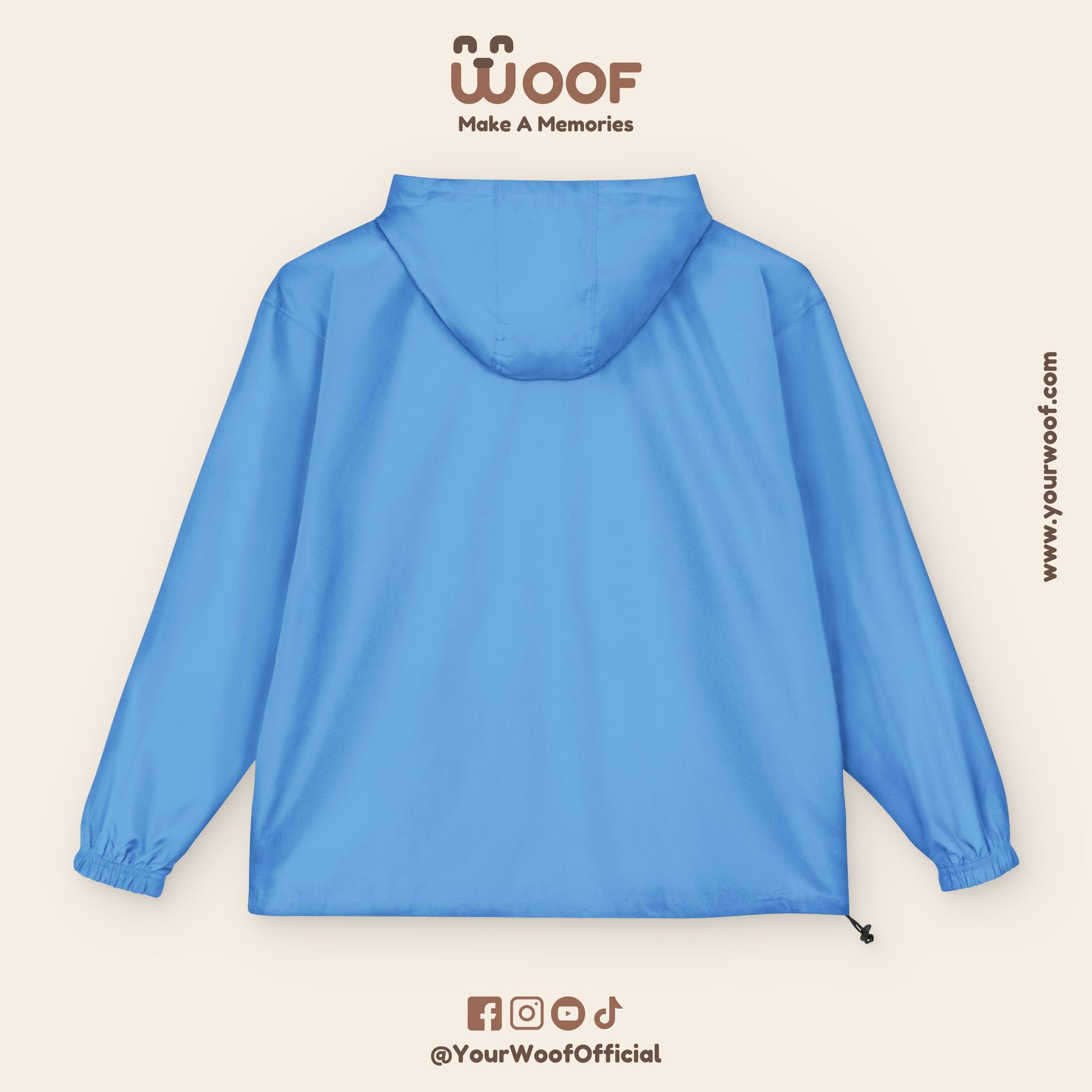 Bright Woof Packable Anorak Jacket, Dog Lover's Gift, Outdoor Adventure Wear, Summer Rain Jacket, Pet Owner Apparel