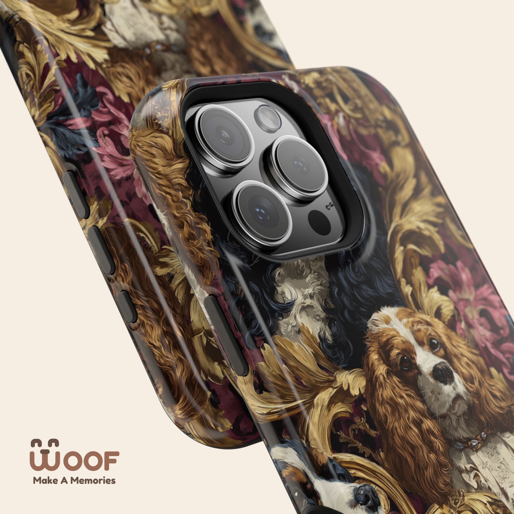 Elegant Pet Portrait Phone Case – Floral Design, Dog Lover Gift, Durable Phone Cover, Unique Art Case, Stylish Accessory