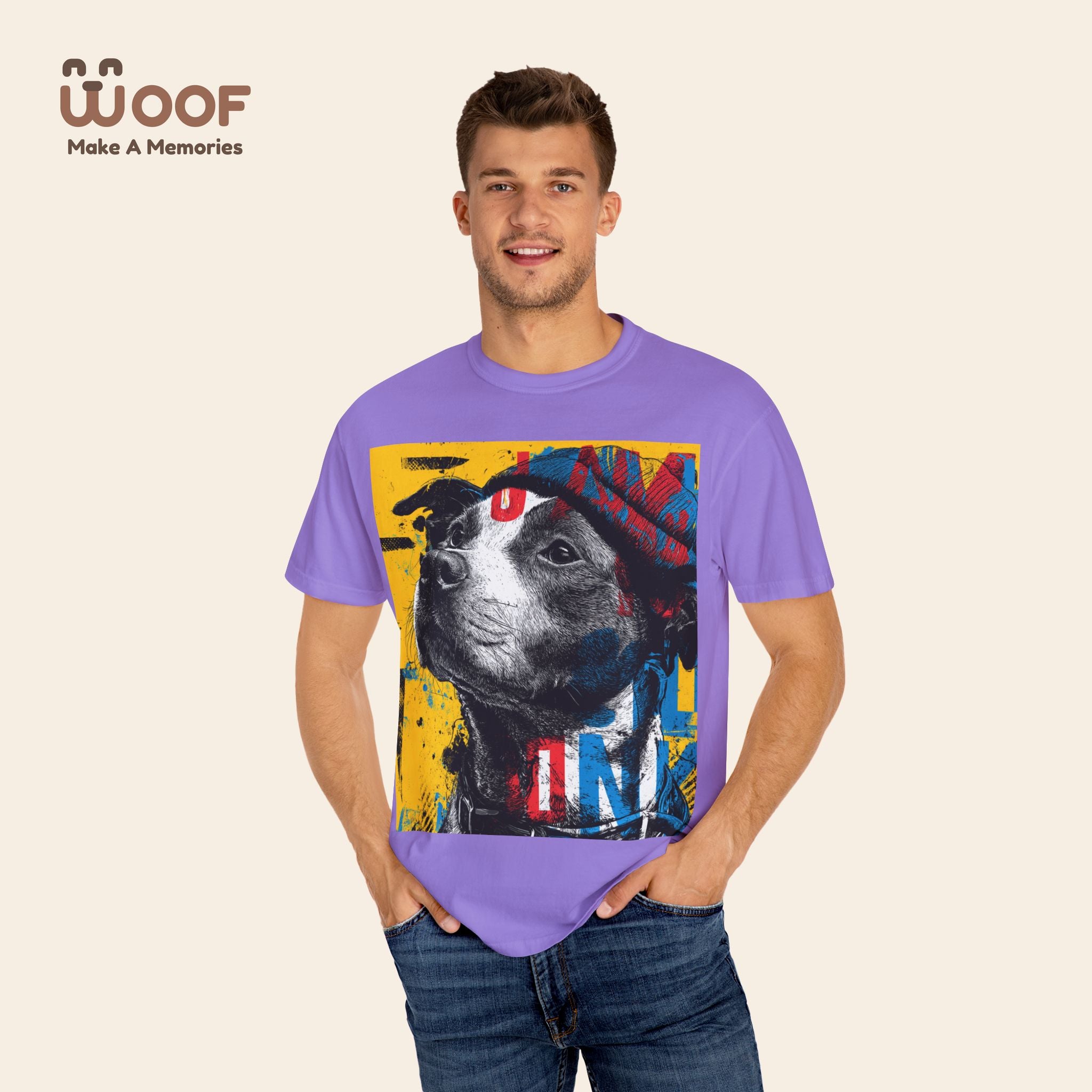 Vibrant Dog Art T-Shirt | Unisex Garment-Dyed Tee for Animal Lovers, Pet Enthusiasts, Gift for Dog Owners, Cute Pet Apparel, Summer Fashion