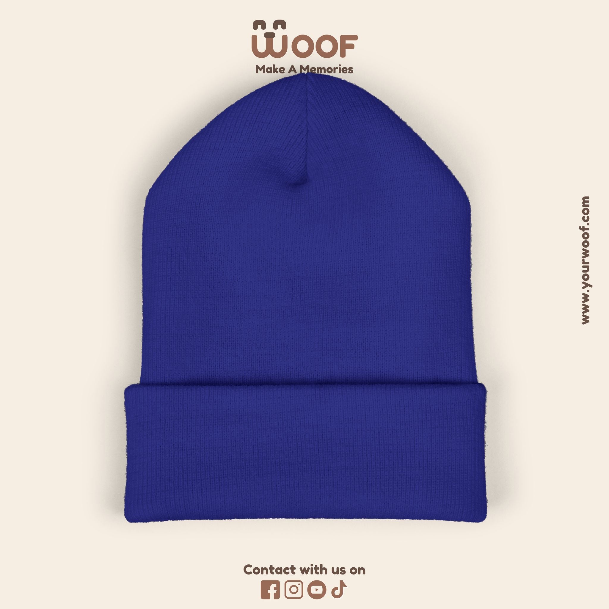 Classic Cuffed Beanie with 'Woof' Embroidery - Perfect for Dog Lovers, Winter Wear, Gift for Pet Owners, Cozy Accessory, Everyday Style