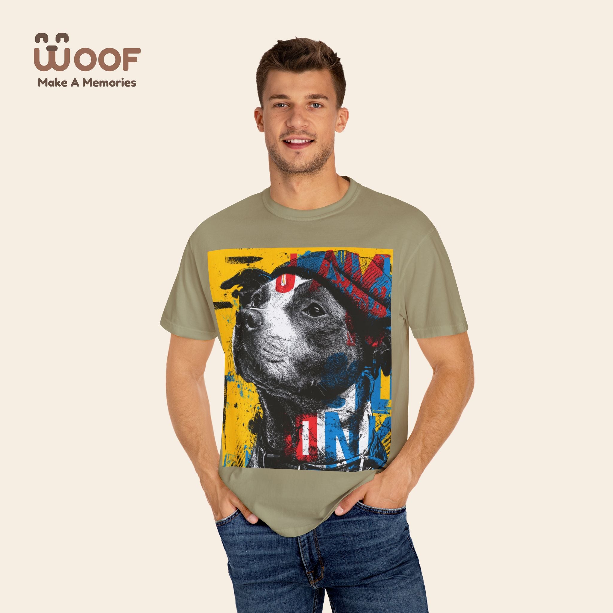 Vibrant Dog Art T-Shirt | Unisex Garment-Dyed Tee for Animal Lovers, Pet Enthusiasts, Gift for Dog Owners, Cute Pet Apparel, Summer Fashion