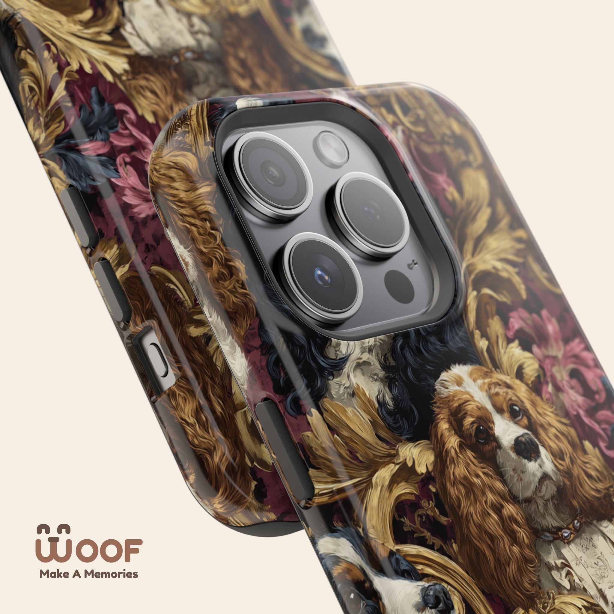 Elegant Pet Portrait Phone Case – Floral Design, Dog Lover Gift, Durable Phone Cover, Unique Art Case, Stylish Accessory