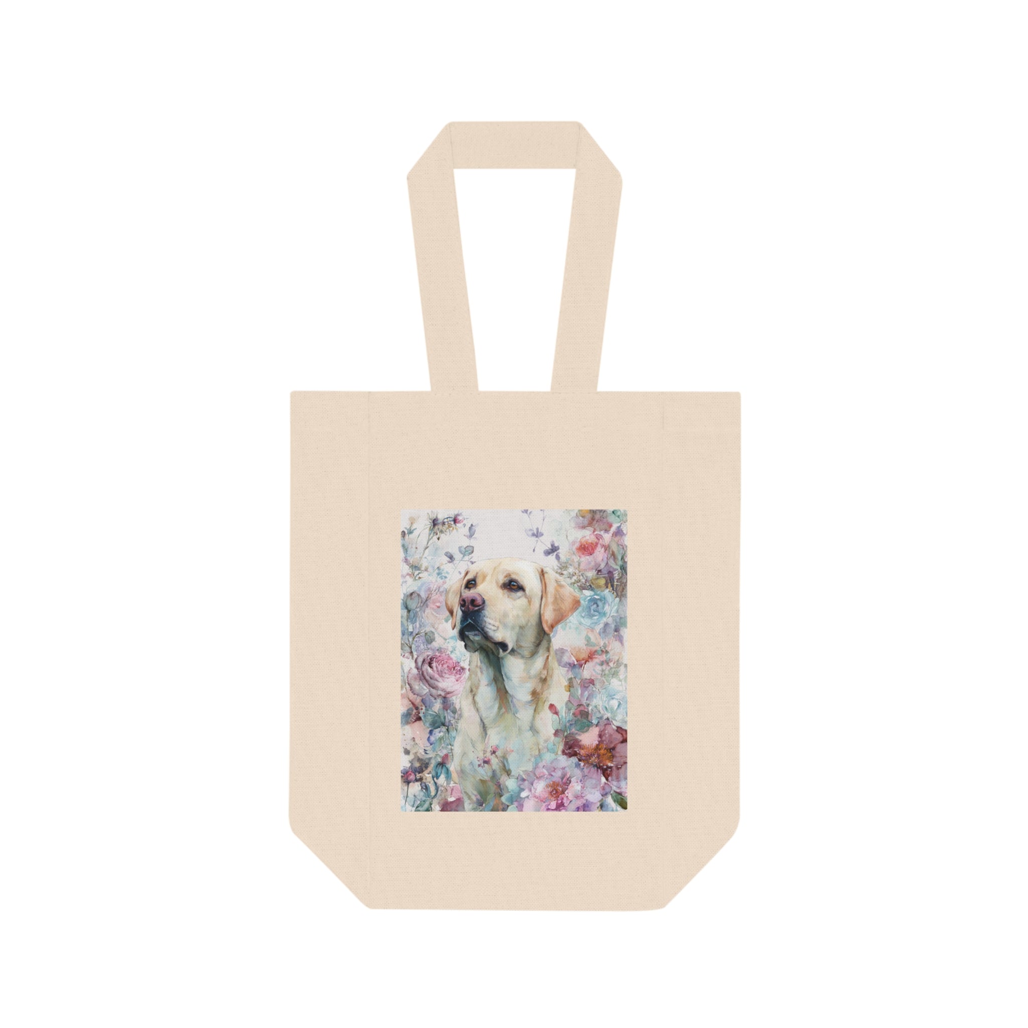 Double Wine Tote Bag with Floral Dog Design - Perfect Gift for Dog Lovers, Wine Enthusiasts, Pet Owners, Special Occasions, Parties