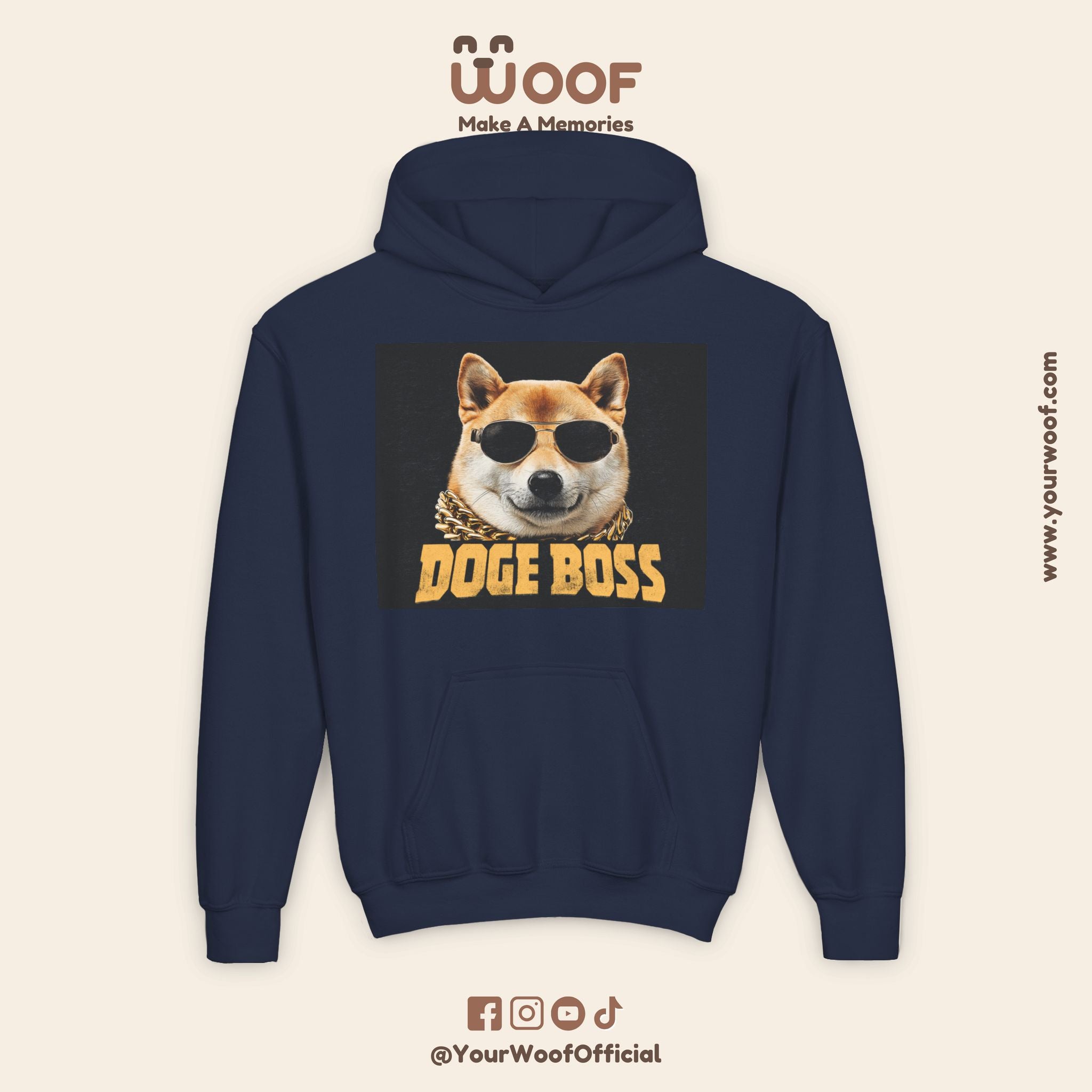 Youth Doge Boss Sweatshirt, Funny Dog Hoodie, Cool Gift for Dog Lovers, Youth Fashion, Casual Style for Kids
