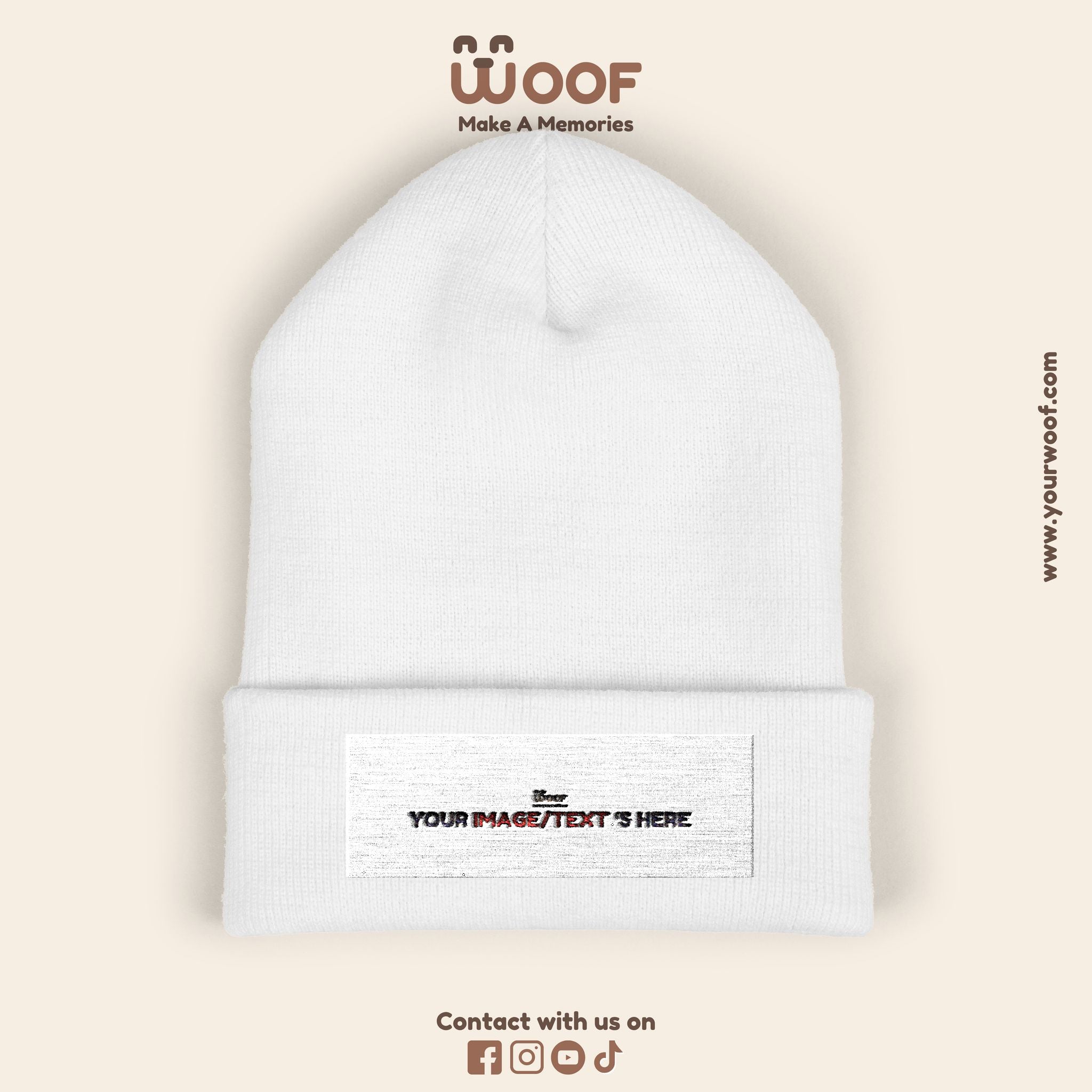 Classic Cuffed Beanie with 'Woof' Embroidery - Perfect for Dog Lovers, Winter Wear, Gift for Pet Owners, Cozy Accessory, Everyday Style