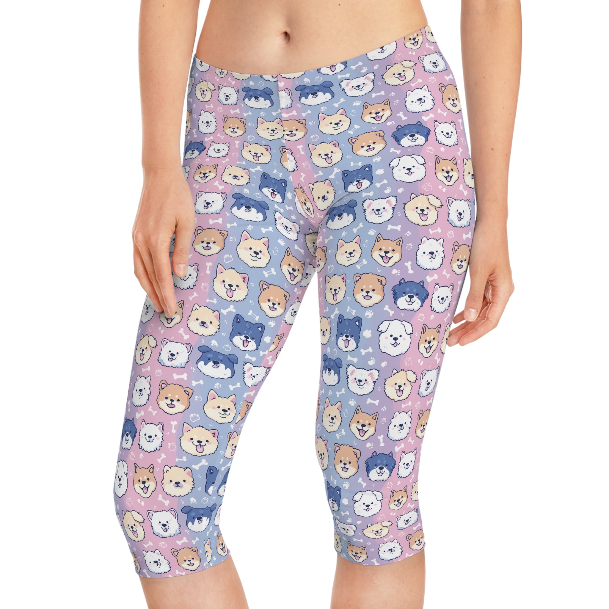 Cute Animal Print Capri Leggings for Women | Fun Workout Wear, Casual Fashion, Gift for Pet Lovers, Cozy loungewear, Summer Style