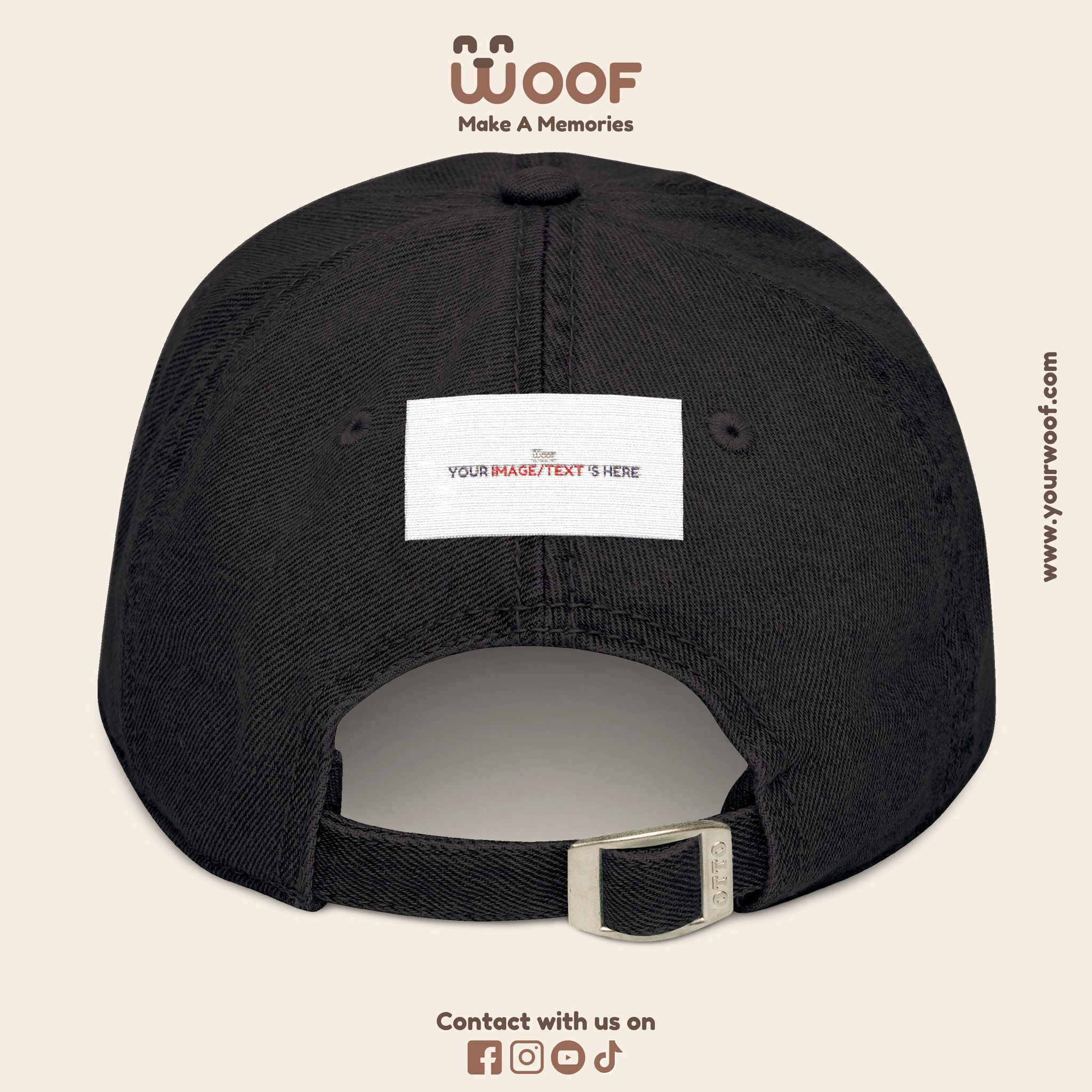 Custom Embroidered Denim Hat, Gift for Dog Lovers, Casual Style Cap, Perfect for Birthdays, Outdoor Adventures, Woof Theme