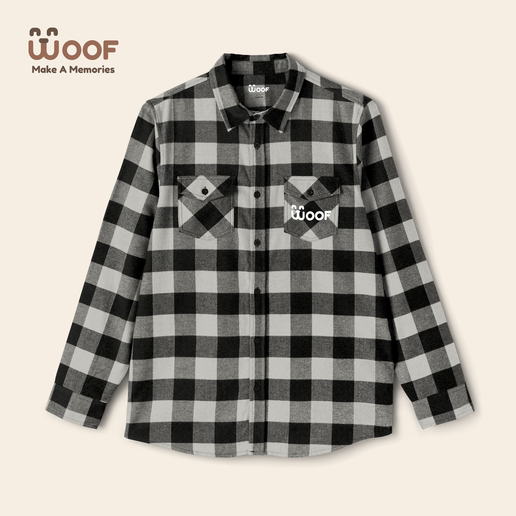 Woof Unisex Flannel Shirt, Dog Lover Apparel, Cozy Flannel, Pet Gift, Casual Wear, Outdoor Adventure, Fall Fashion