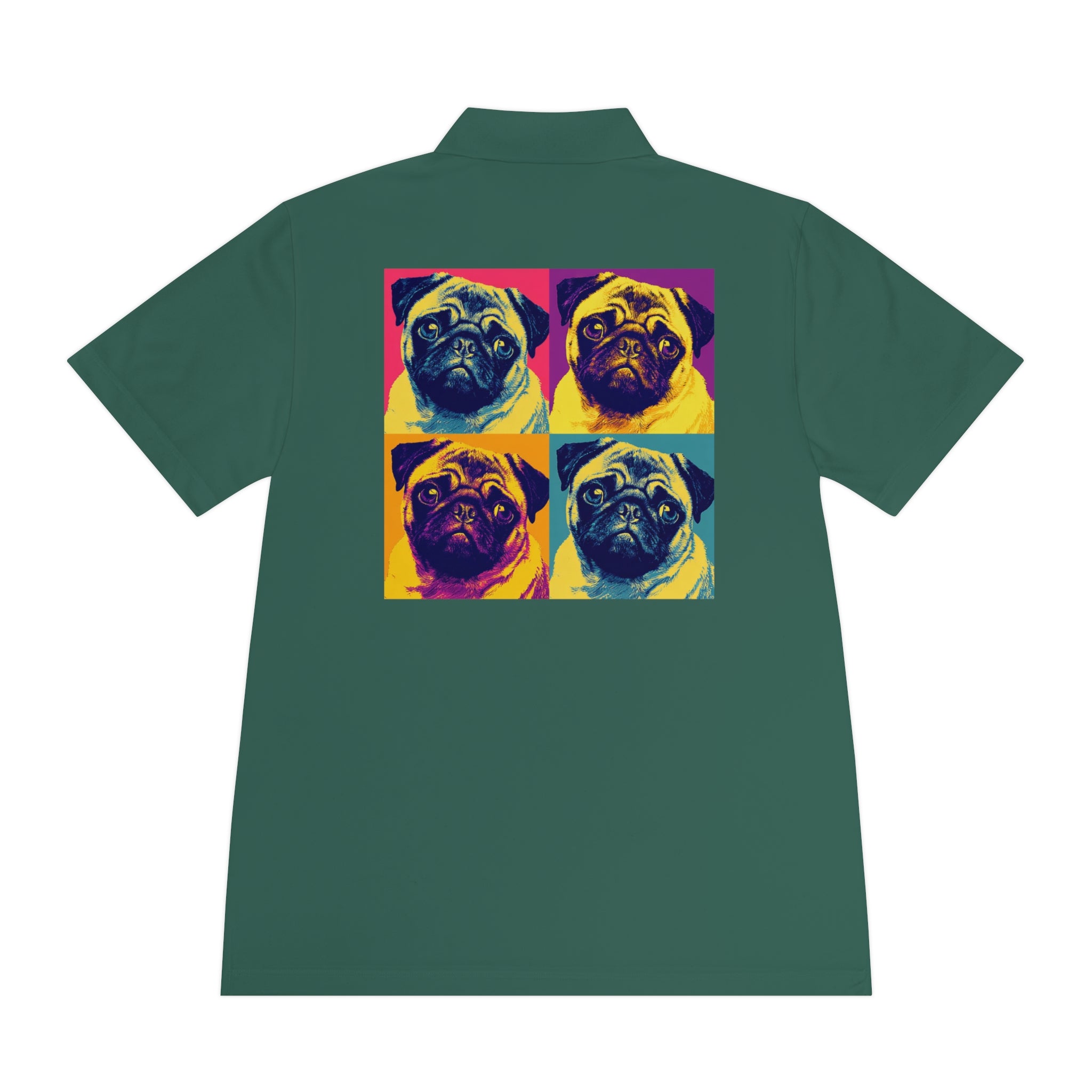 Men's Sport Polo Shirt with Colorful Pug Design, Fun Casual Wear, Dog Lover Gift, Unique Sports Polo, Stylish Outdoor Apparel