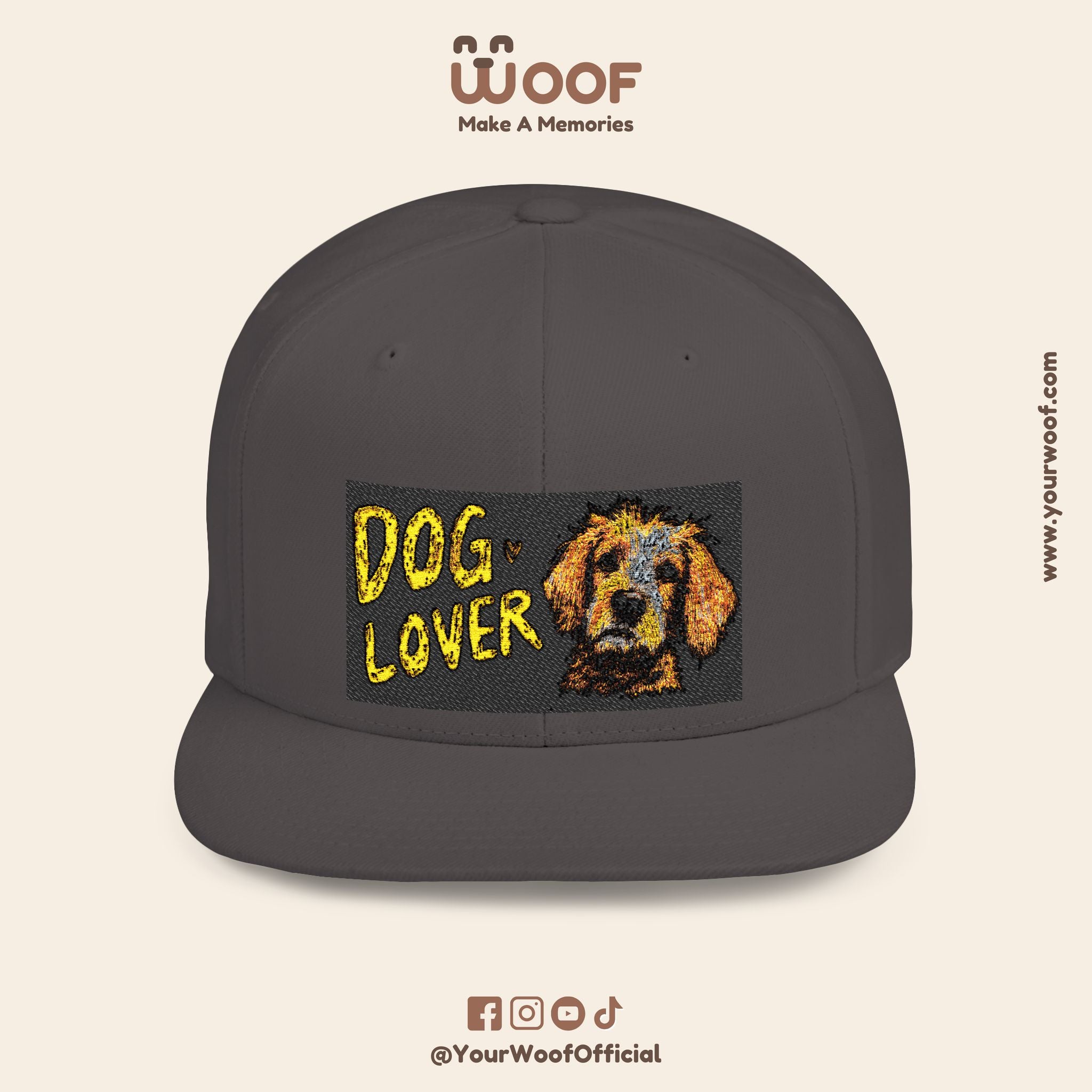 Dog Lover Flat Bill Snapback Hat, Casual Cap for Pet Owners, Dog Gift, Adjustable Hat, Fashion Accessory for Animal Lovers