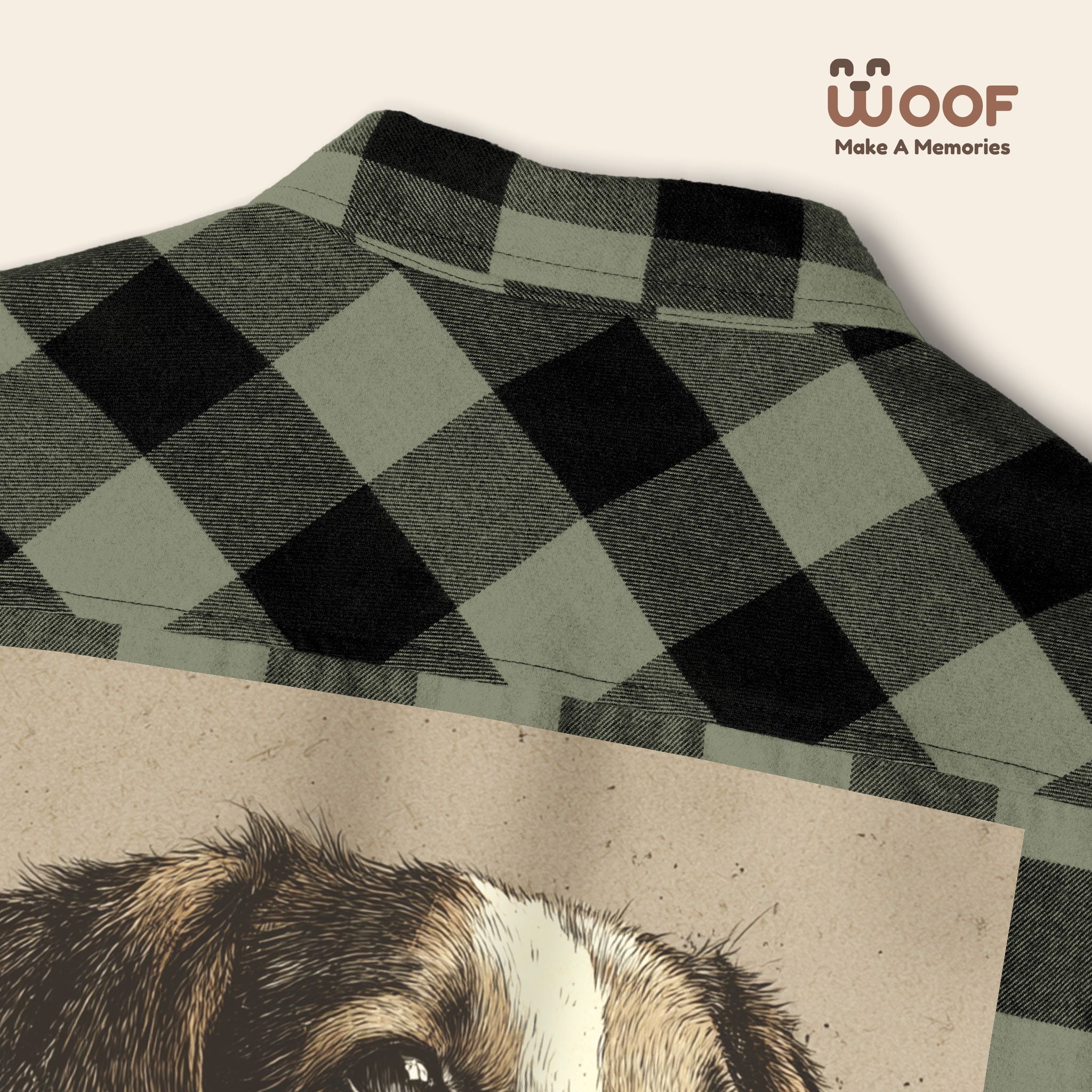 Woof Unisex Flannel Shirt, Dog Lover Apparel, Cozy Flannel, Pet Gift, Casual Wear, Outdoor Adventure, Fall Fashion