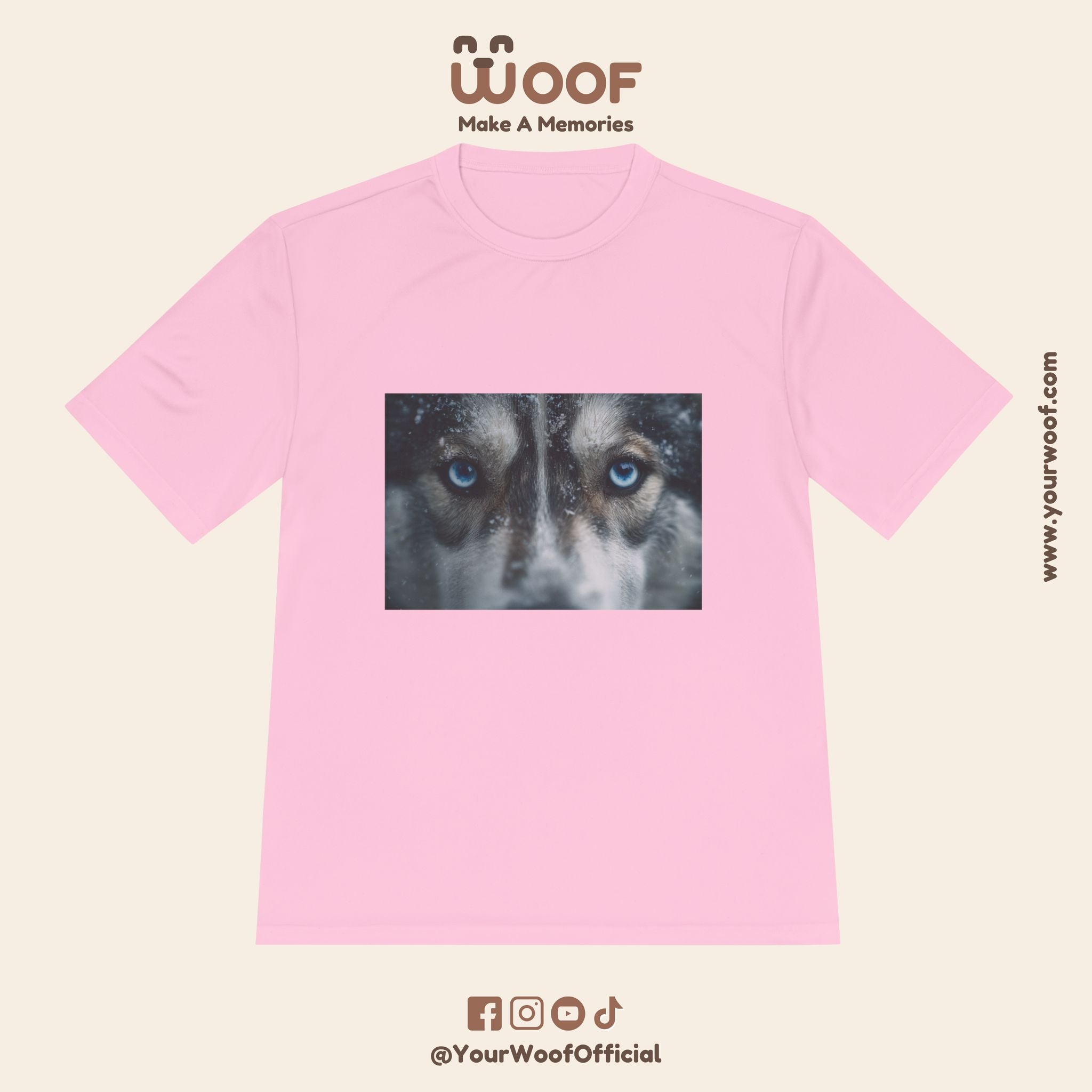 Woof Unisex Moisture Wicking Tee - Dog Lover's Apparel, Perfect for Outdoor Adventures, Pet Days, Gifts for Dog Owners, Cool Summer Wear