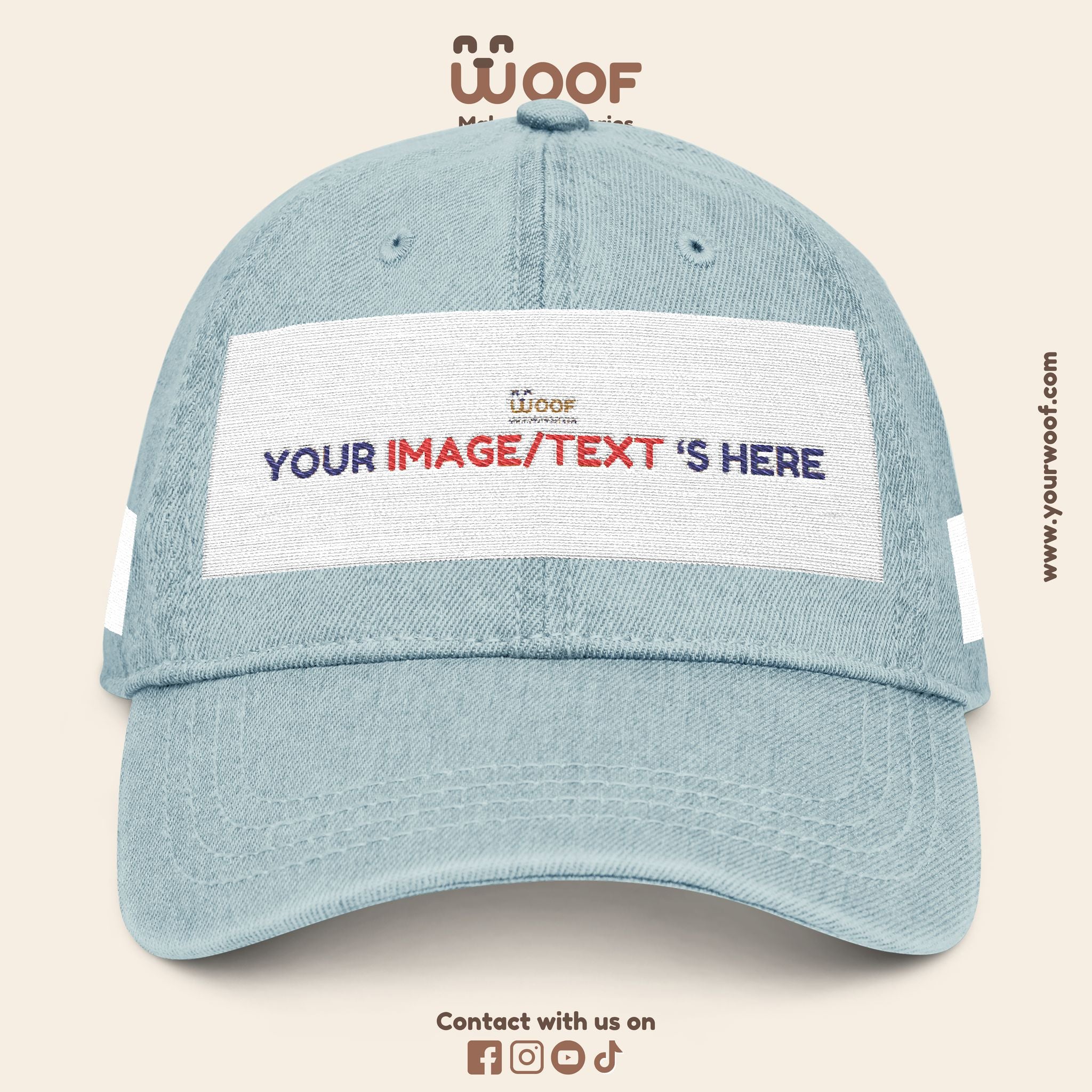 Custom Embroidered Denim Hat, Gift for Dog Lovers, Casual Style Cap, Perfect for Birthdays, Outdoor Adventures, Woof Theme