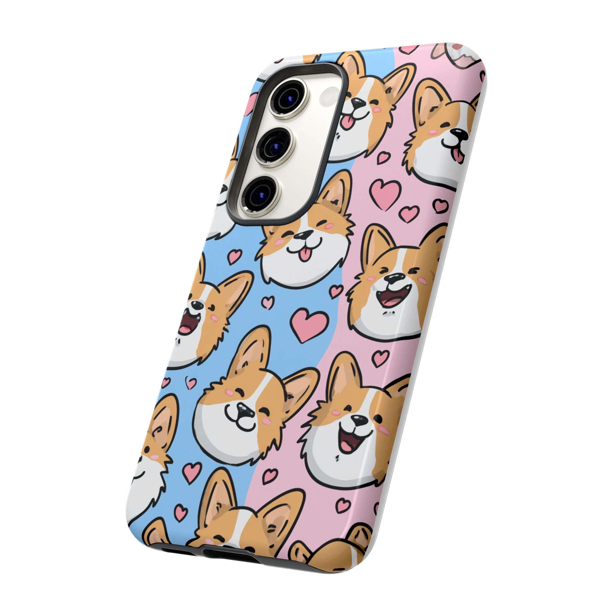 Cute Corgi Phone Case – Fun & Playful Protection with Love Hearts