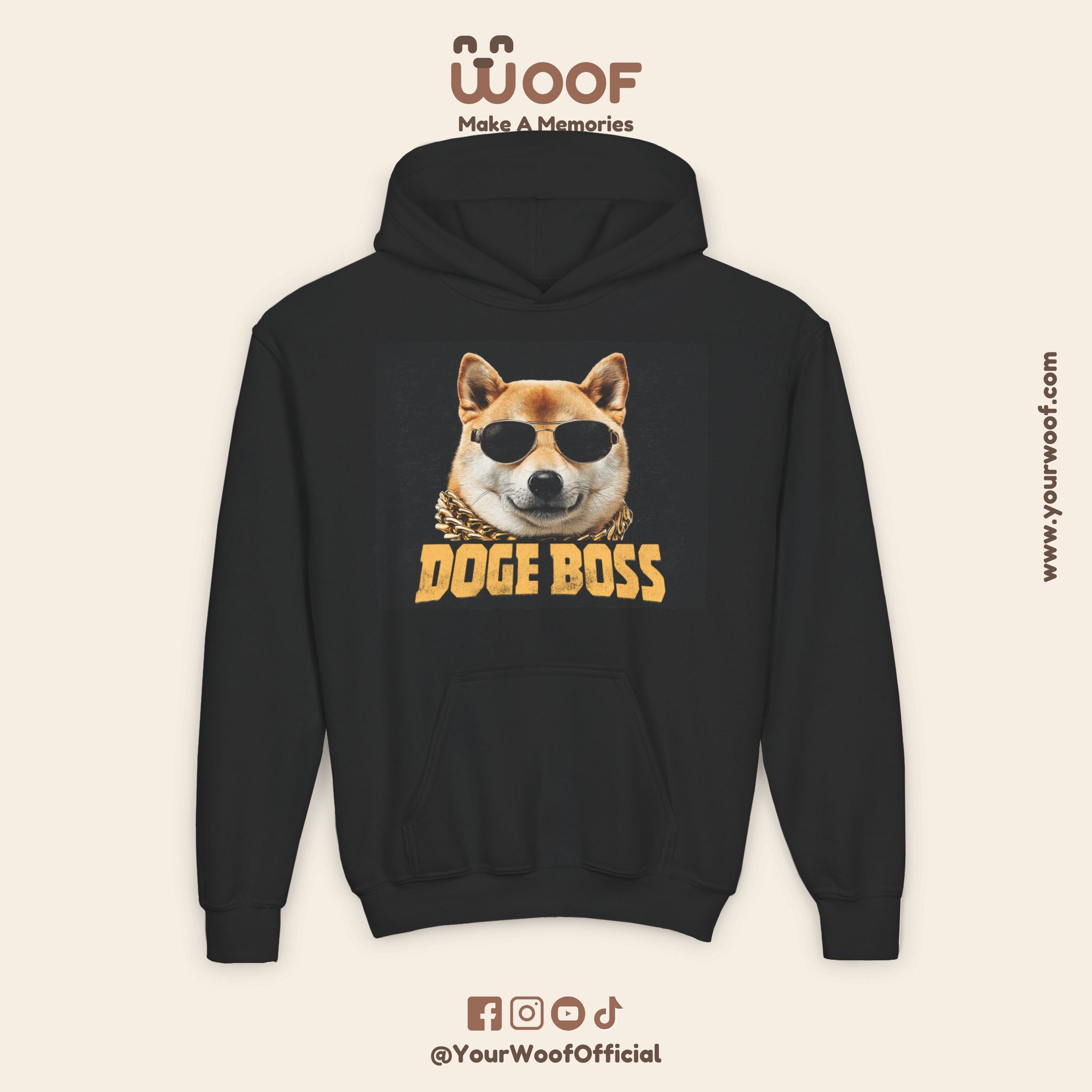 Youth Doge Boss Sweatshirt, Funny Dog Hoodie, Cool Gift for Dog Lovers, Youth Fashion, Casual Style for Kids