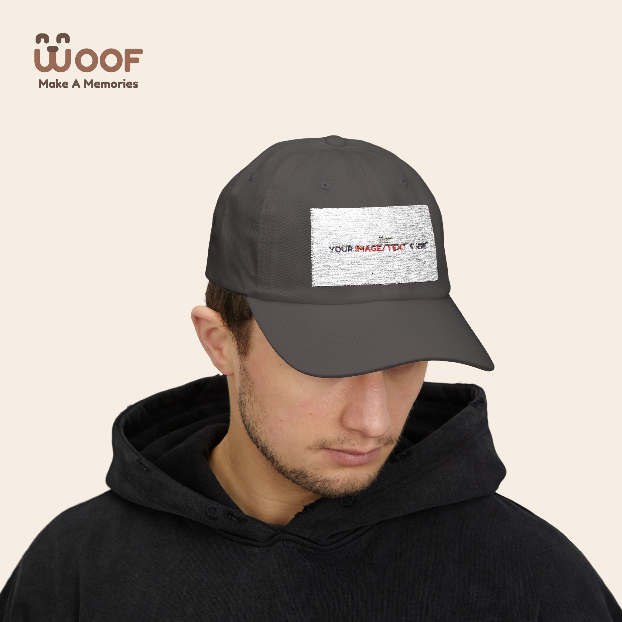 Classic Dad Cap with Woof Design, Adjustable Cap for Dog Lovers, Gift for Pet Owners, Casual Style Hat, Everyday Wear