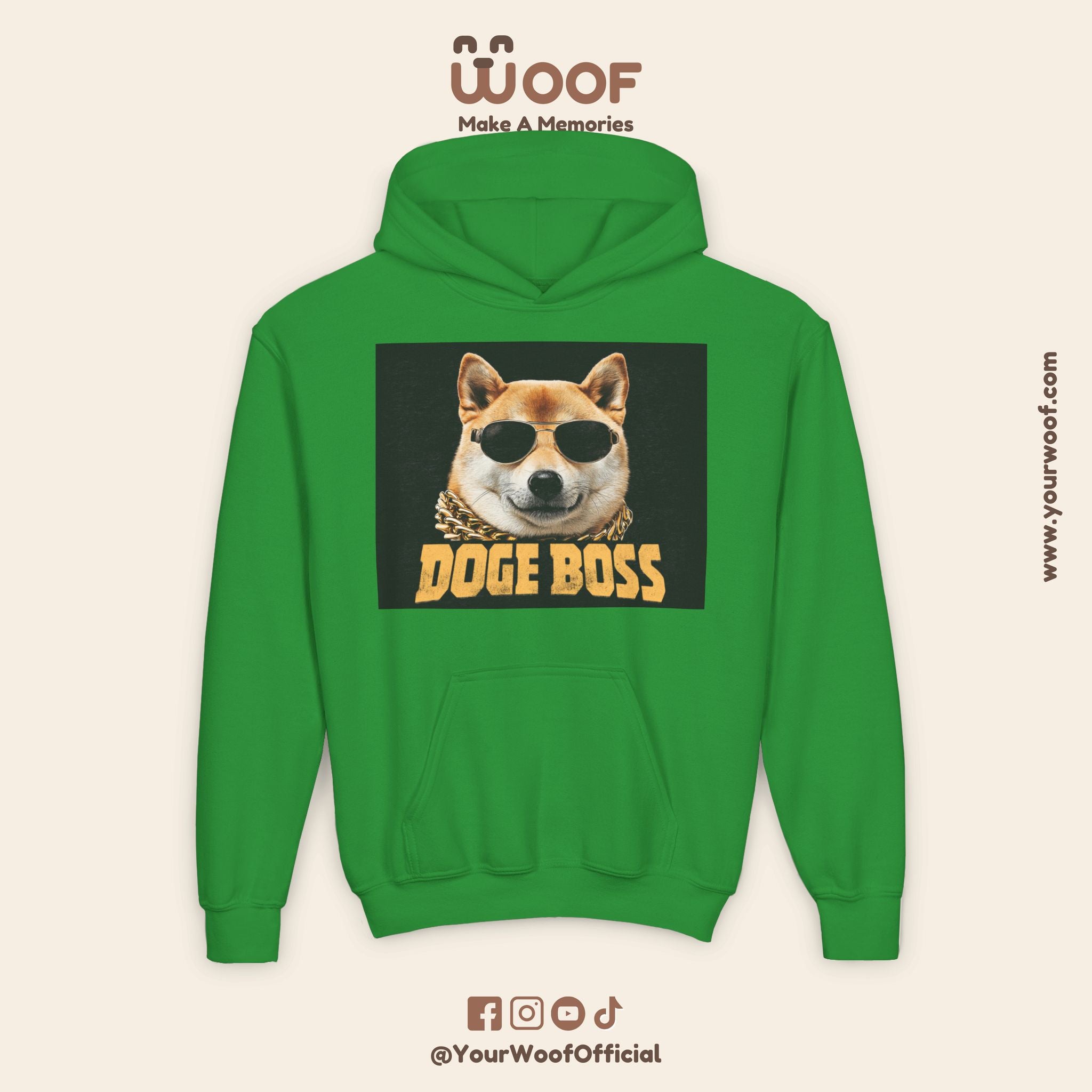 Youth Doge Boss Sweatshirt, Funny Dog Hoodie, Cool Gift for Dog Lovers, Youth Fashion, Casual Style for Kids
