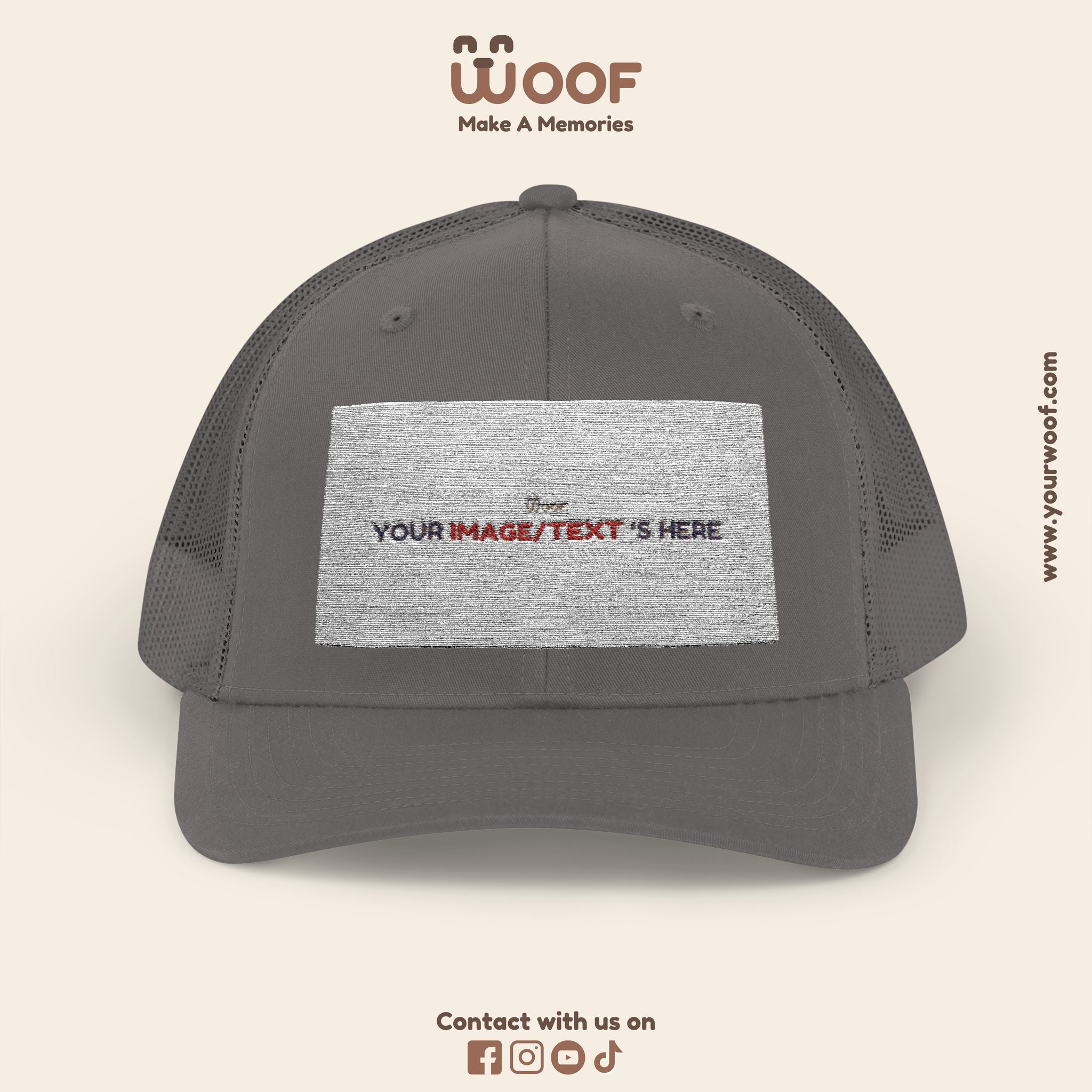 Woof Snapback Trucker Cap - Pet Lovers Gift, Dog Mom Hat, Casual Outdoor Accessory, Fun Pet Apparel, Unique Dog Dad Gift