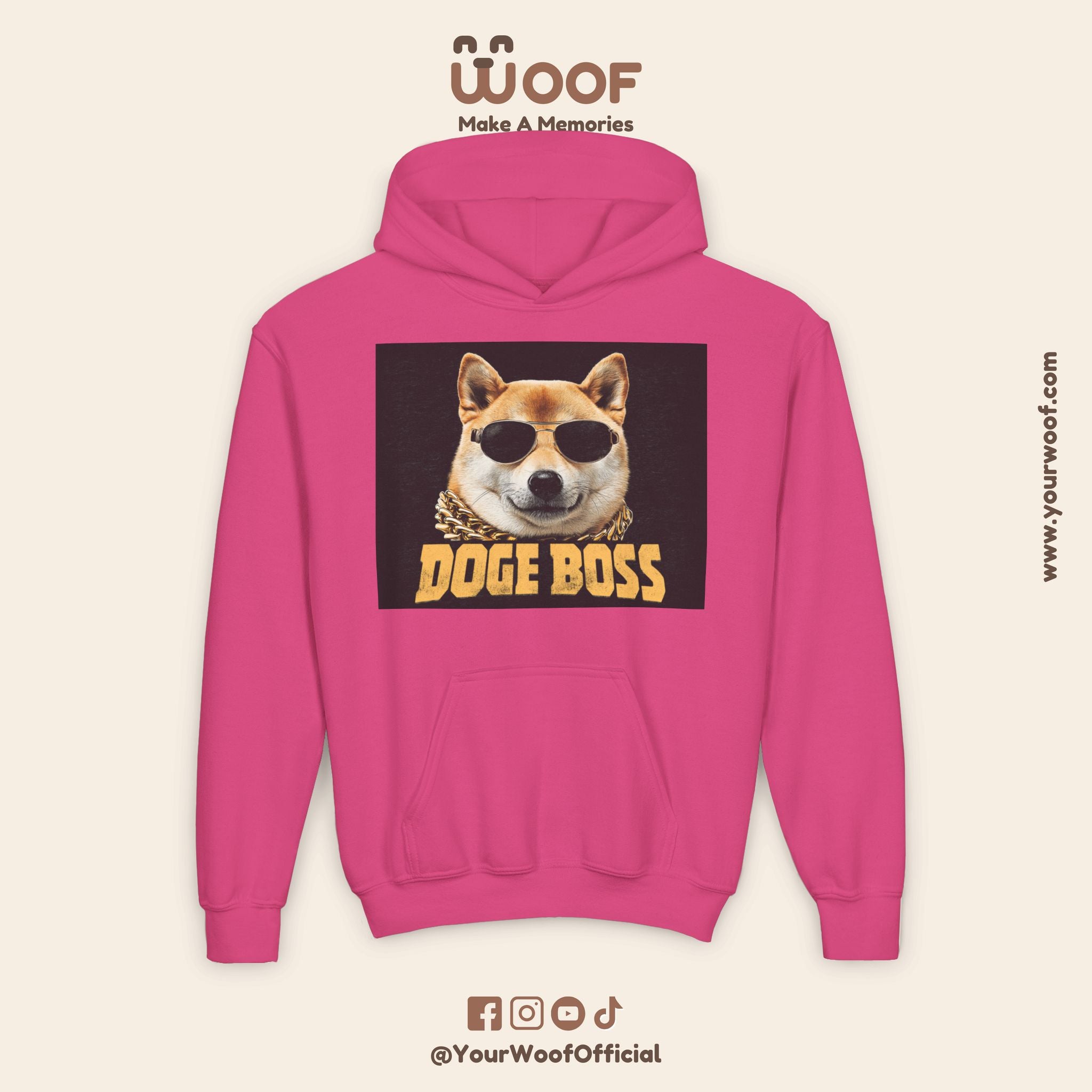 Youth Doge Boss Sweatshirt, Funny Dog Hoodie, Cool Gift for Dog Lovers, Youth Fashion, Casual Style for Kids