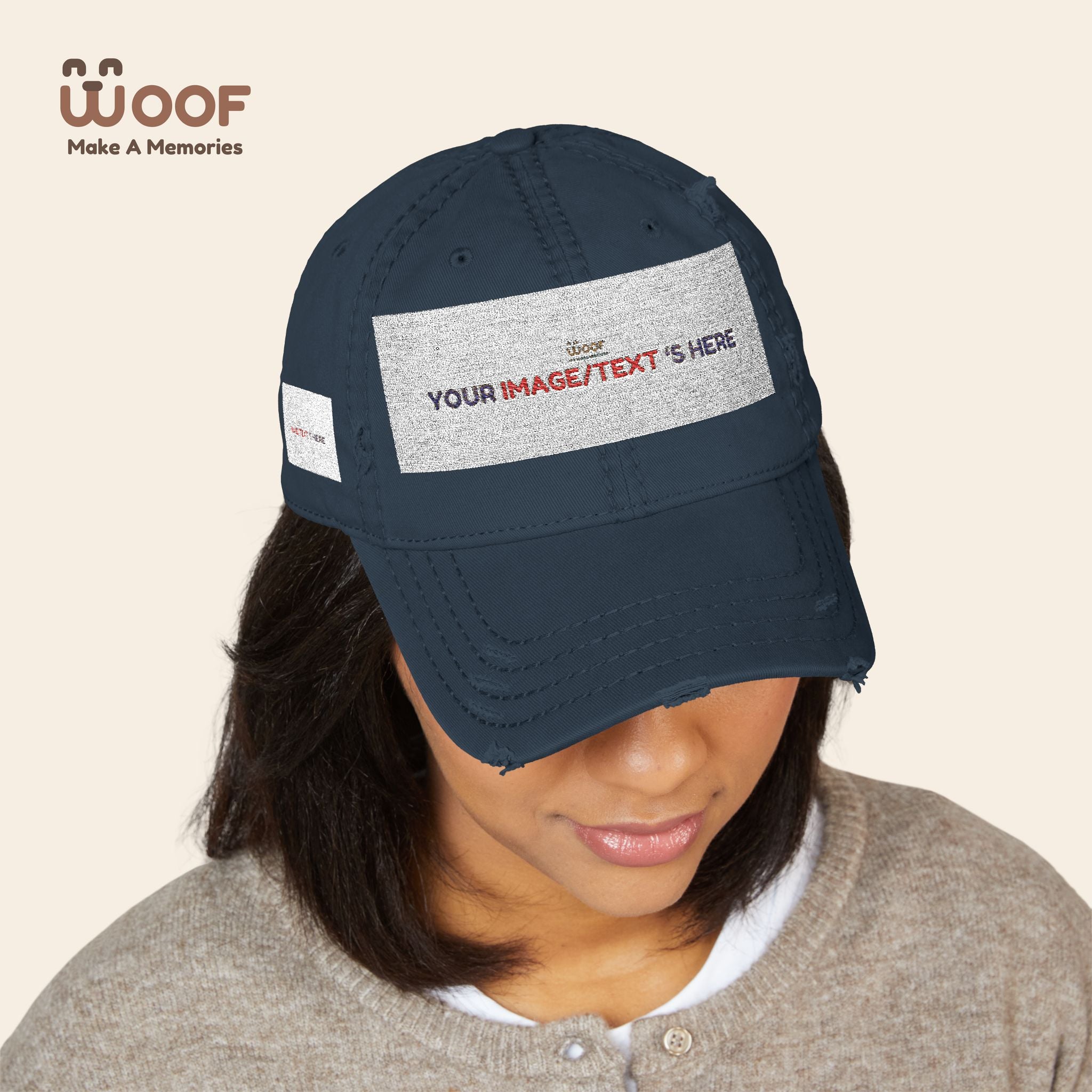 Distressed Embroidered Dad Hat, Customizable Cap for Casual Style, Great for Gifts, Outdoors, Festivals, Everyday Wear