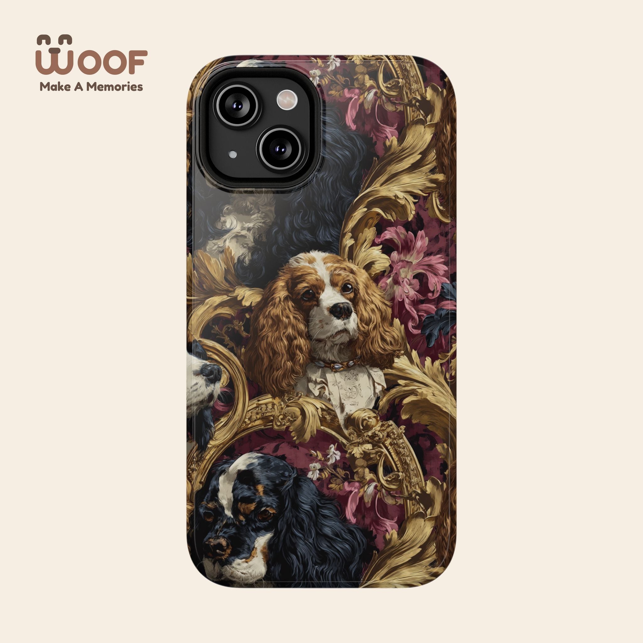 Elegant Pet Portrait Phone Case – Floral Design, Dog Lover Gift, Durable Phone Cover, Unique Art Case, Stylish Accessory