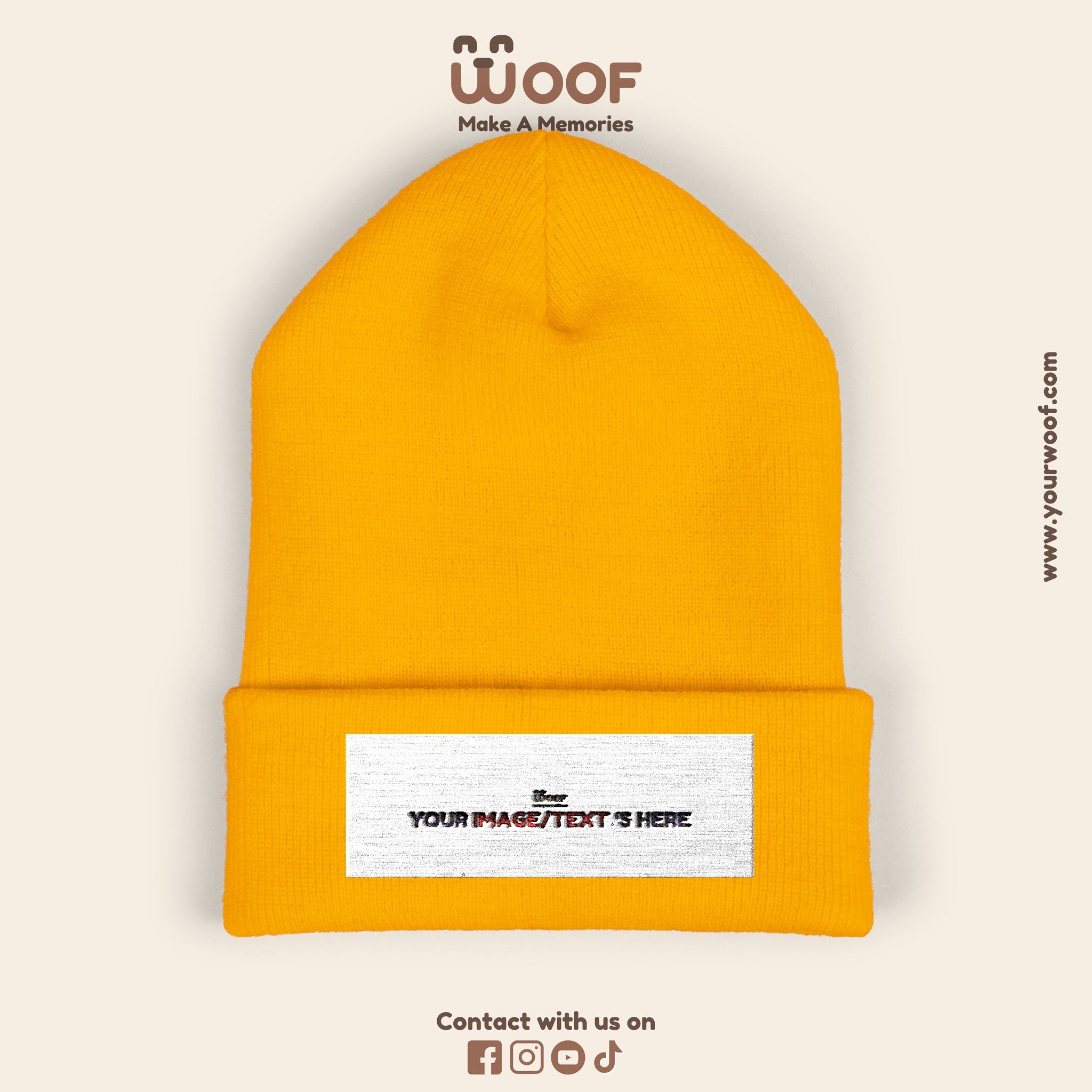 Classic Cuffed Beanie with 'Woof' Embroidery - Perfect for Dog Lovers, Winter Wear, Gift for Pet Owners, Cozy Accessory, Everyday Style