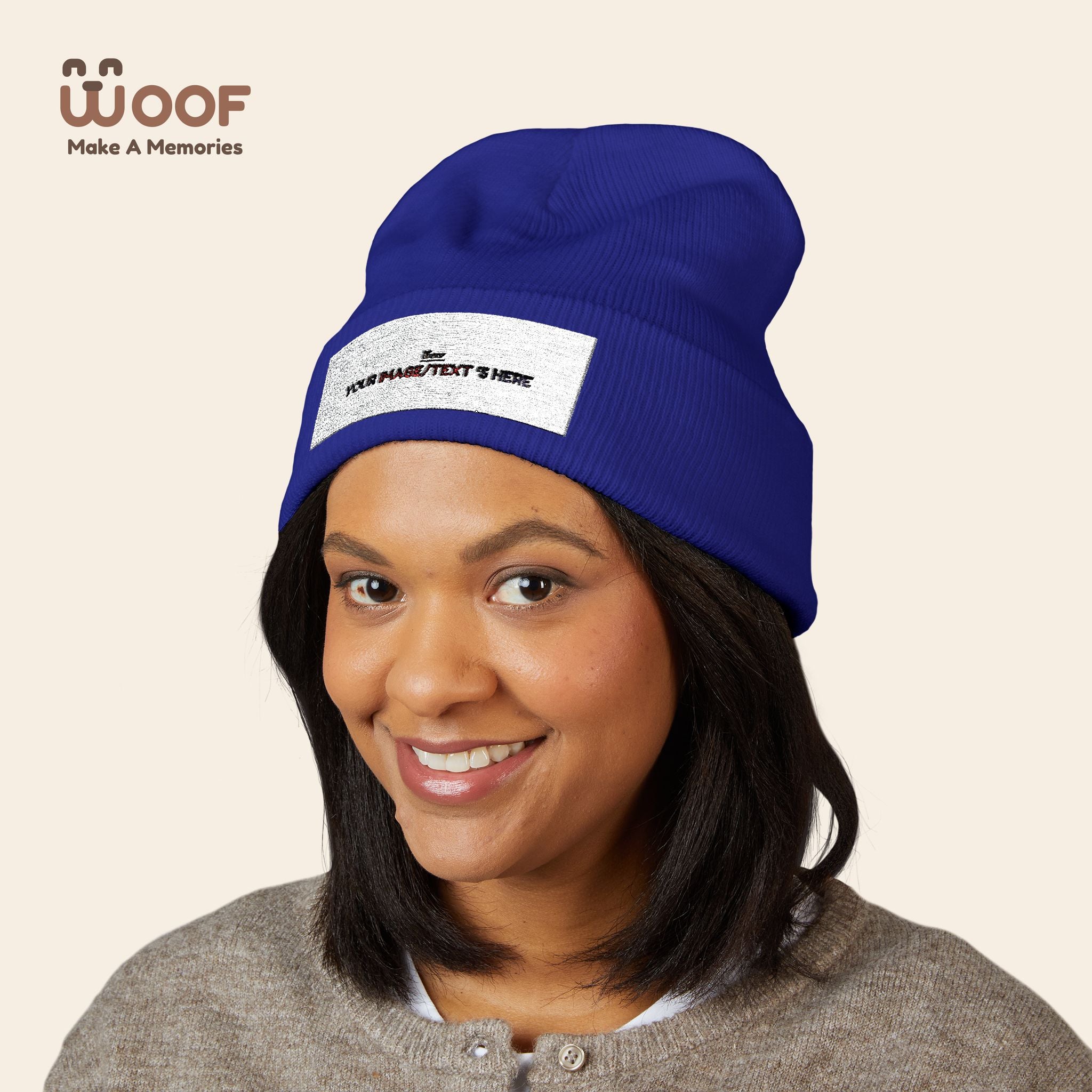 Classic Cuffed Beanie with 'Woof' Embroidery - Perfect for Dog Lovers, Winter Wear, Gift for Pet Owners, Cozy Accessory, Everyday Style