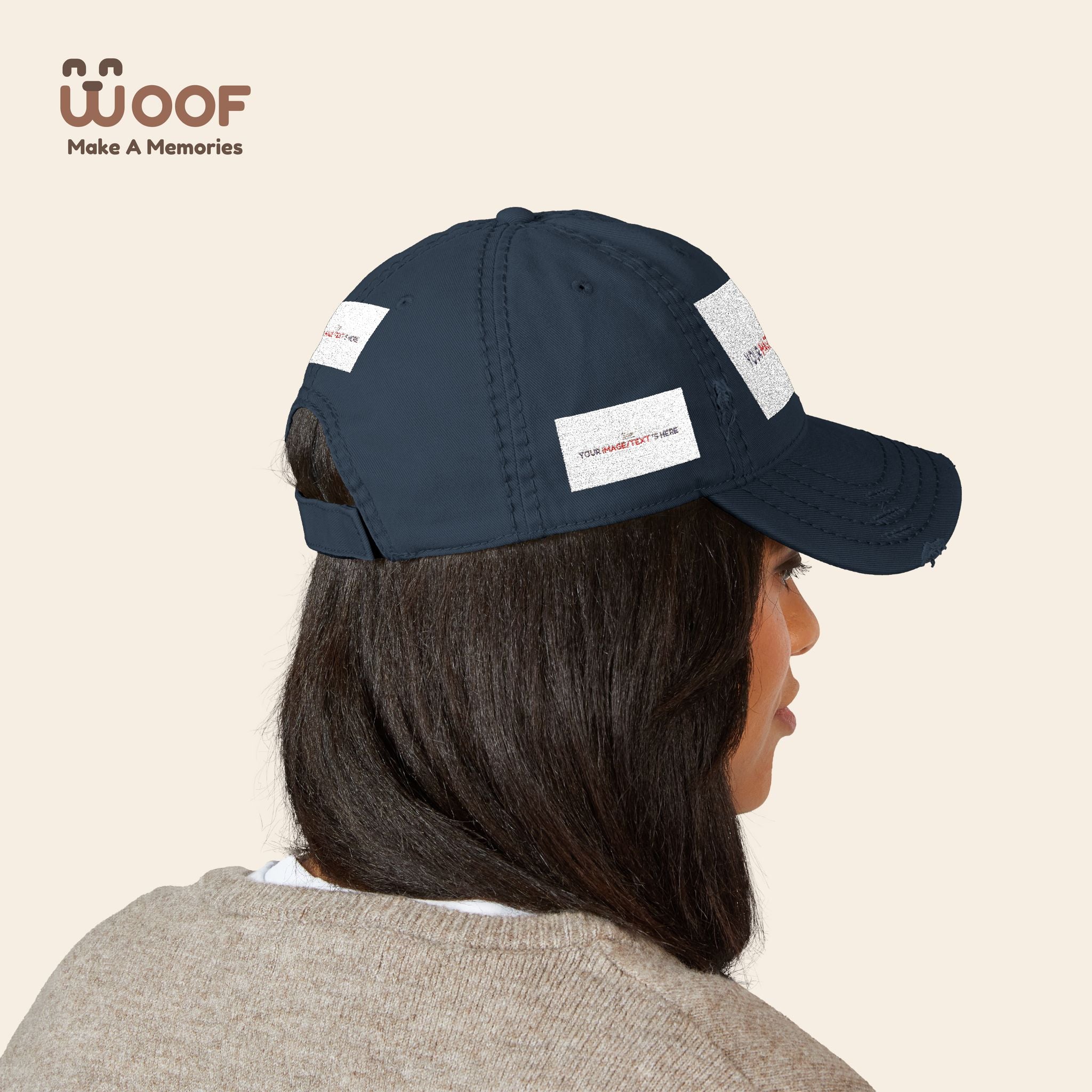 Distressed Embroidered Dad Hat, Customizable Cap for Casual Style, Great for Gifts, Outdoors, Festivals, Everyday Wear