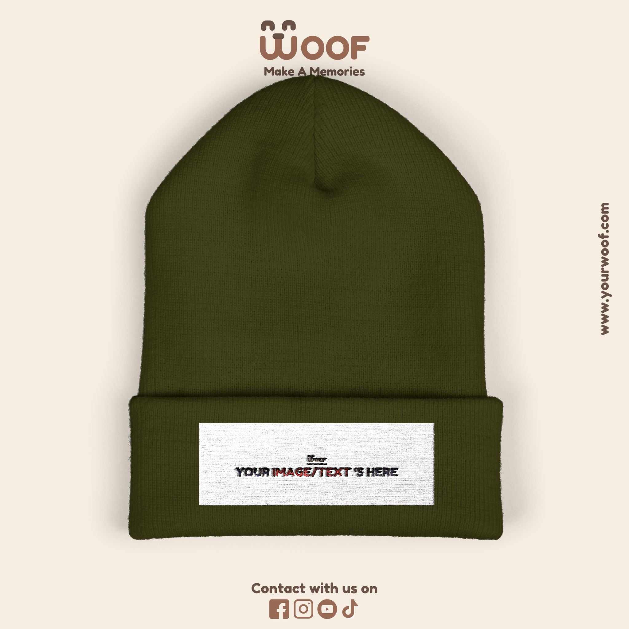 Classic Cuffed Beanie with 'Woof' Embroidery - Perfect for Dog Lovers, Winter Wear, Gift for Pet Owners, Cozy Accessory, Everyday Style
