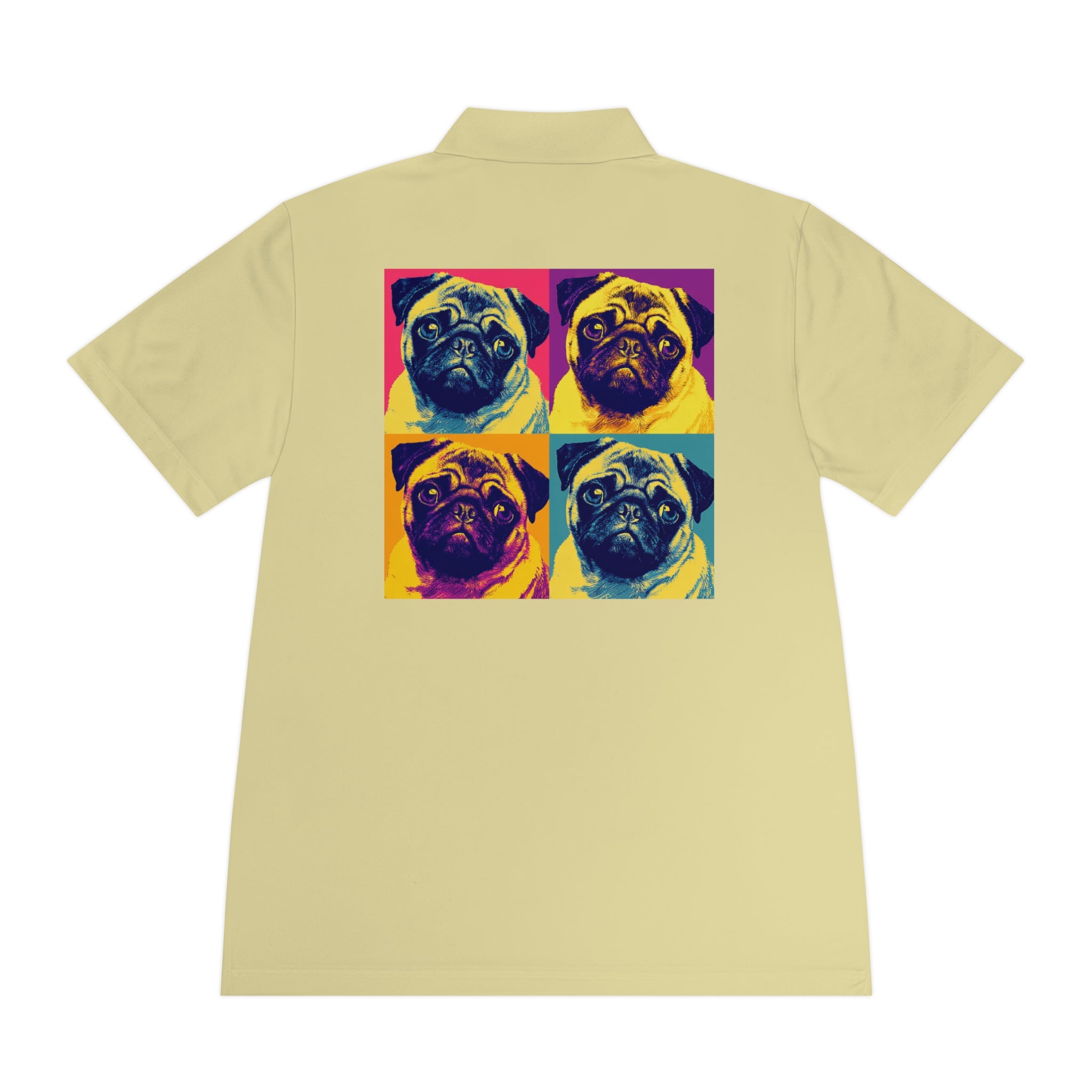 Men's Sport Polo Shirt with Colorful Pug Design, Fun Casual Wear, Dog Lover Gift, Unique Sports Polo, Stylish Outdoor Apparel