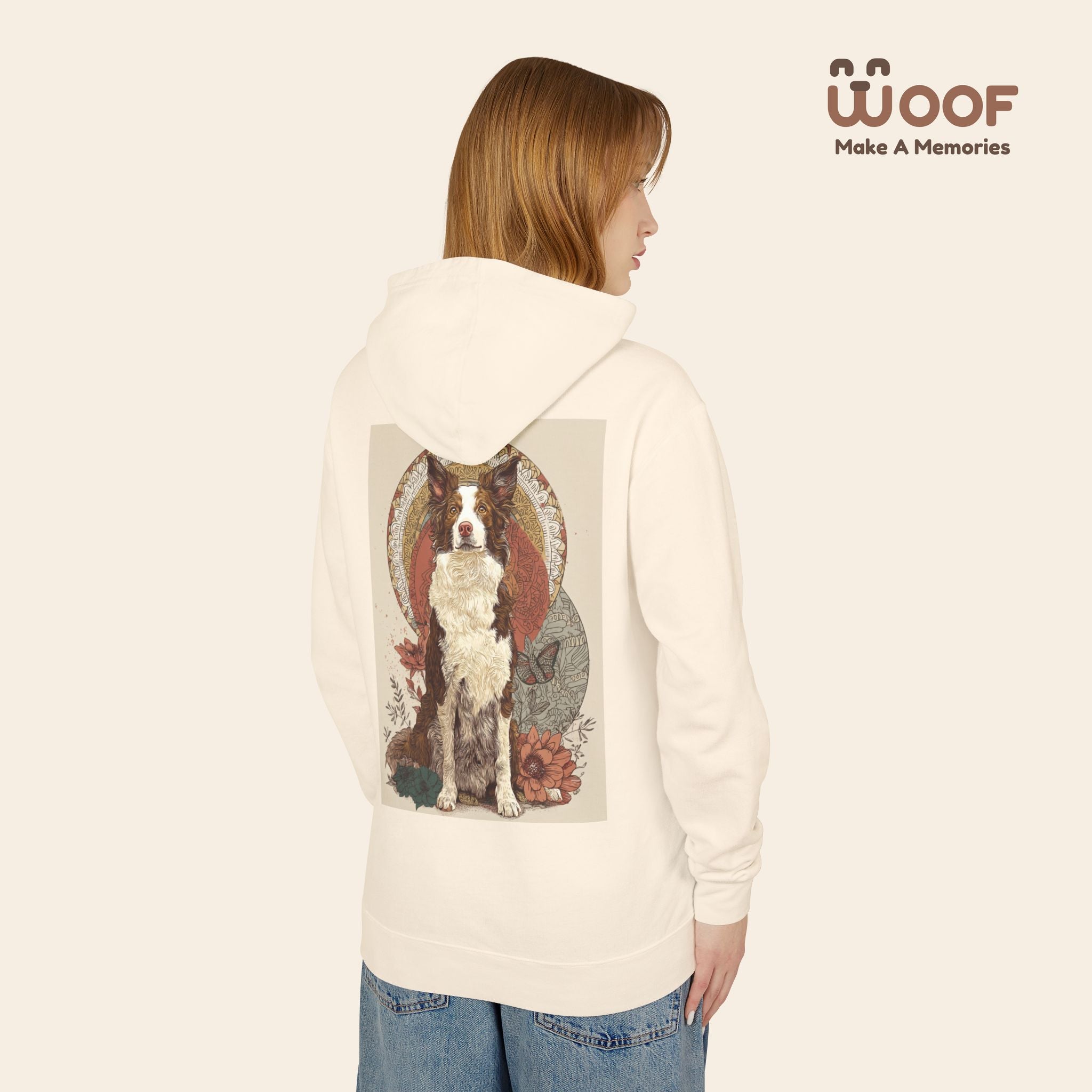 Vintage Dog Art Unisex Lightweight Hooded Sweatshirt - Pet Lover Gift, Nature-Inspired Apparel, Cozy Spring Layer, Dog-Themed Fashion