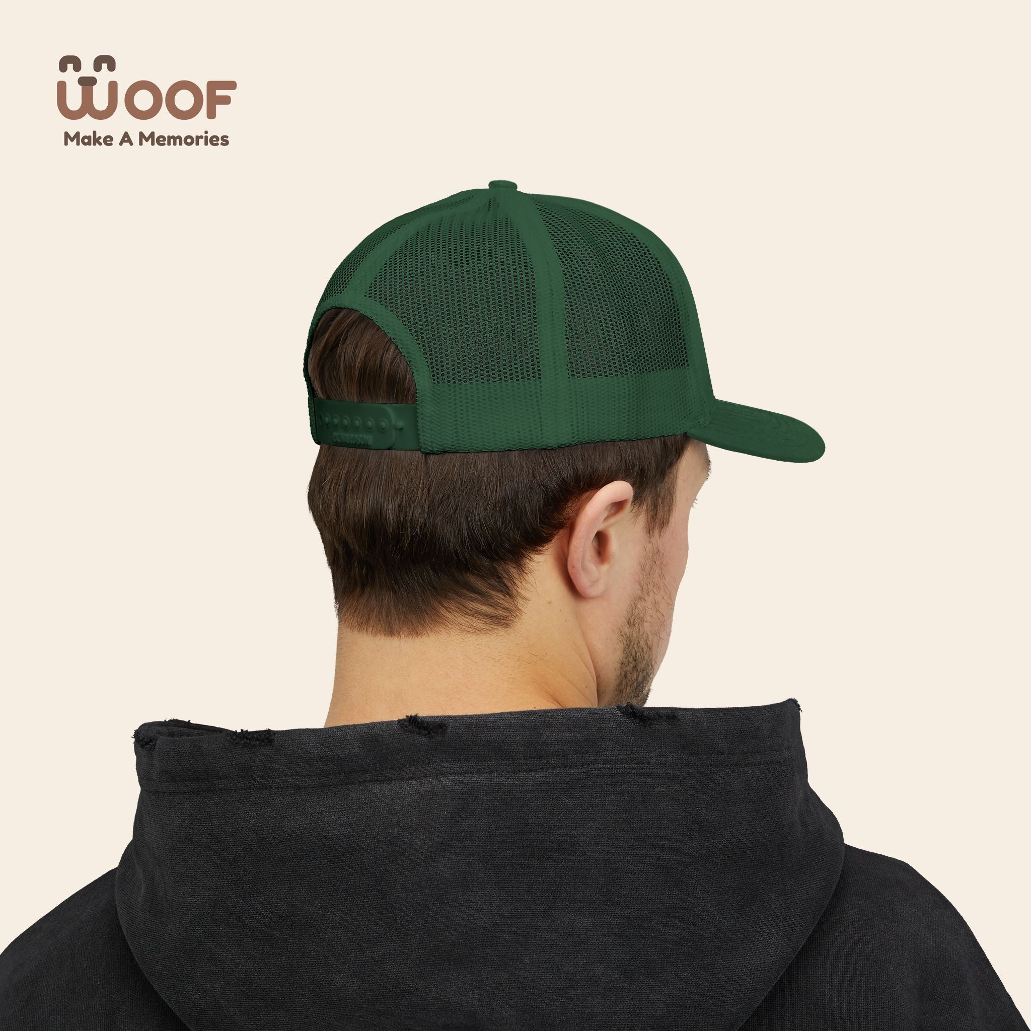 Woof Snapback Trucker Cap - Pet Lovers Gift, Dog Mom Hat, Casual Outdoor Accessory, Fun Pet Apparel, Unique Dog Dad Gift