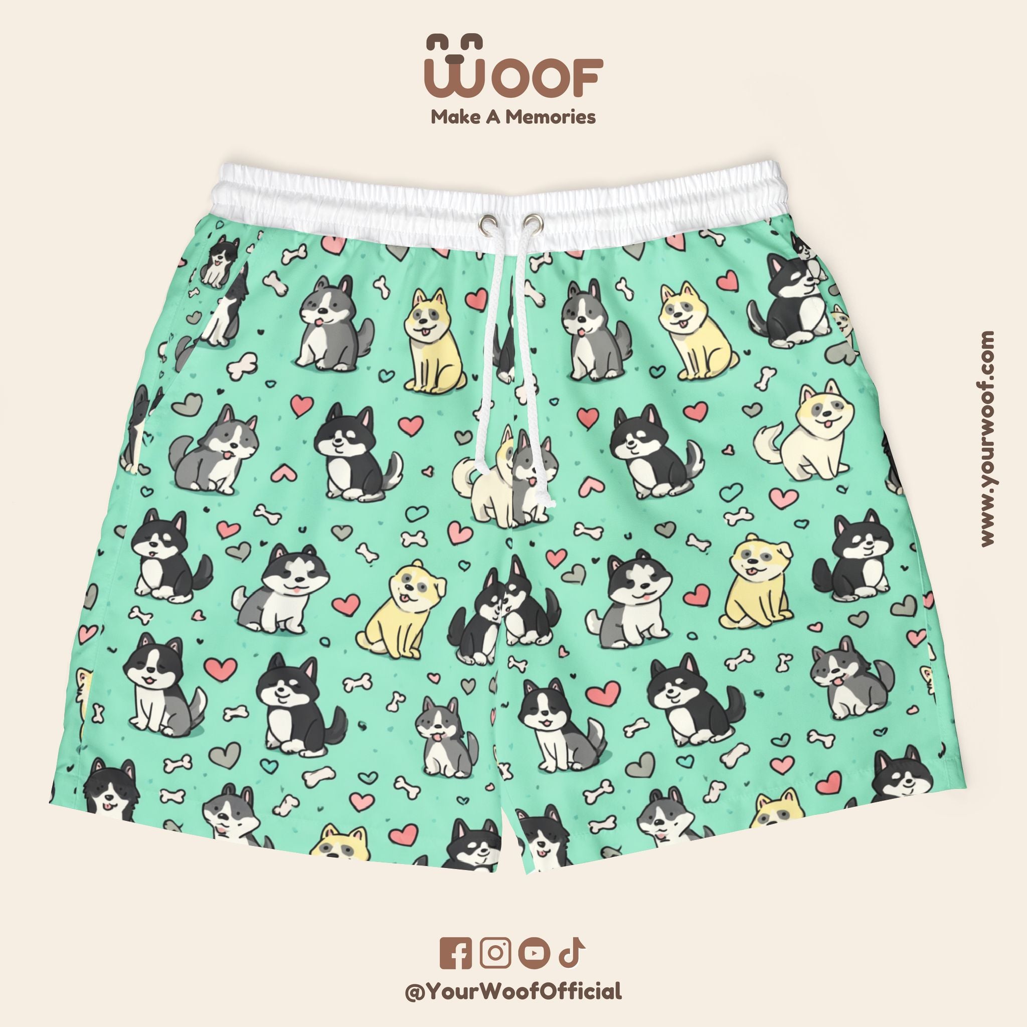 Cute Dog Print Unisex Swim Shorts | Perfect for Beach Days and Pet Lovers