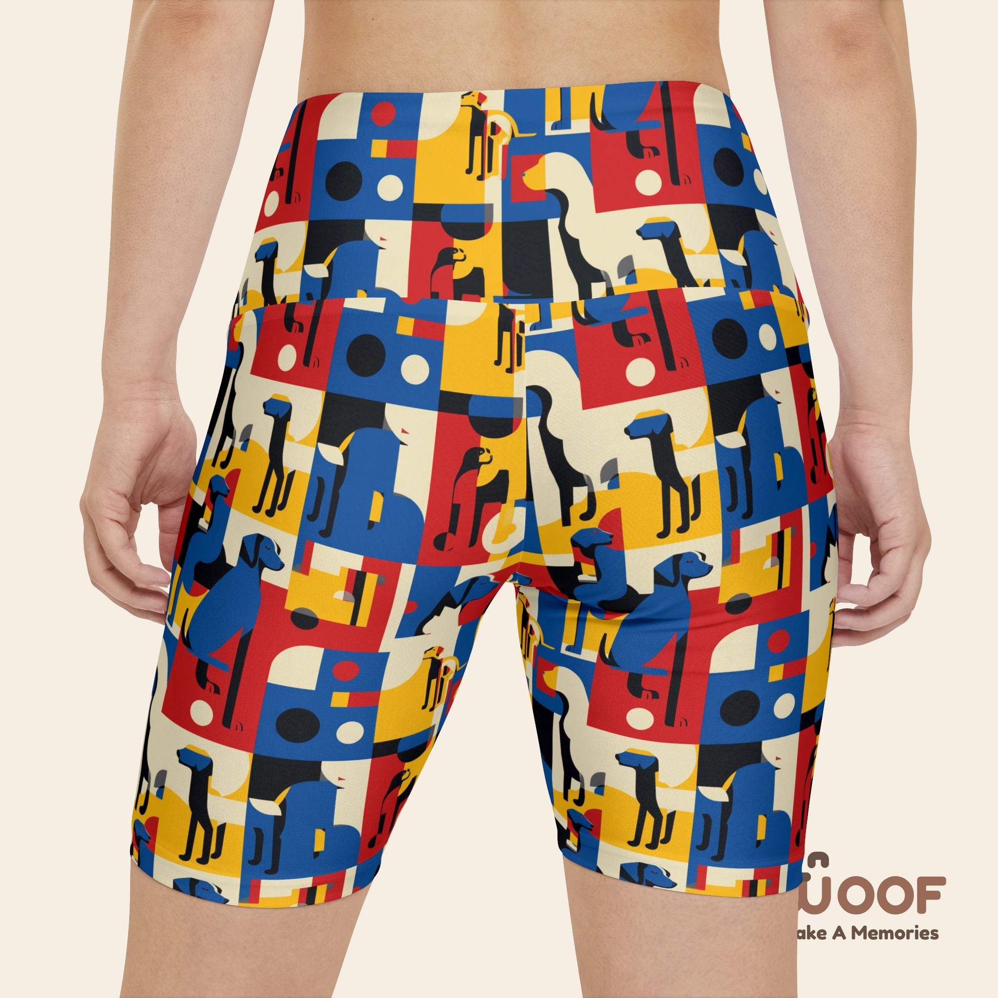Colorful Dog-Themed Women's Workout Shorts, Activewear, Fitness Apparel, Pet Lover Gift, Cute Gym Shorts, Outdoor Activities