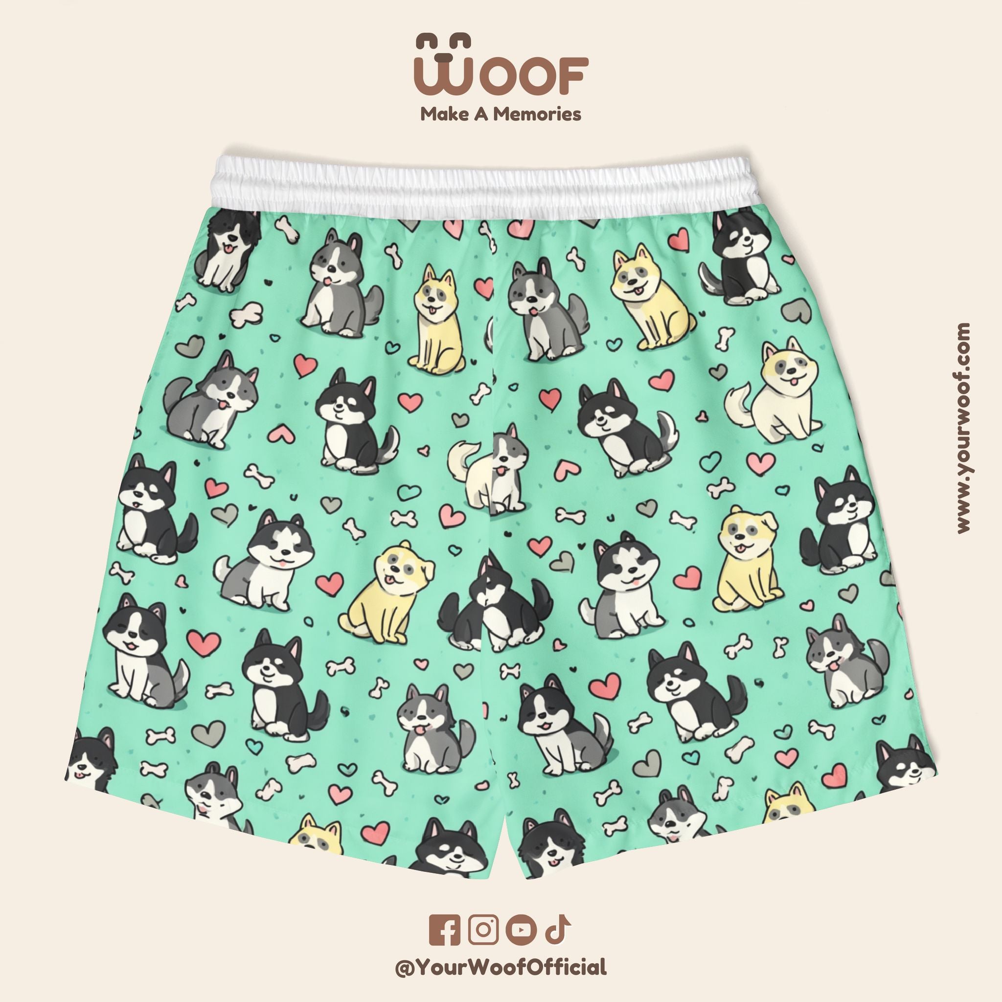 Cute Dog Print Unisex Swim Shorts | Perfect for Beach Days and Pet Lovers