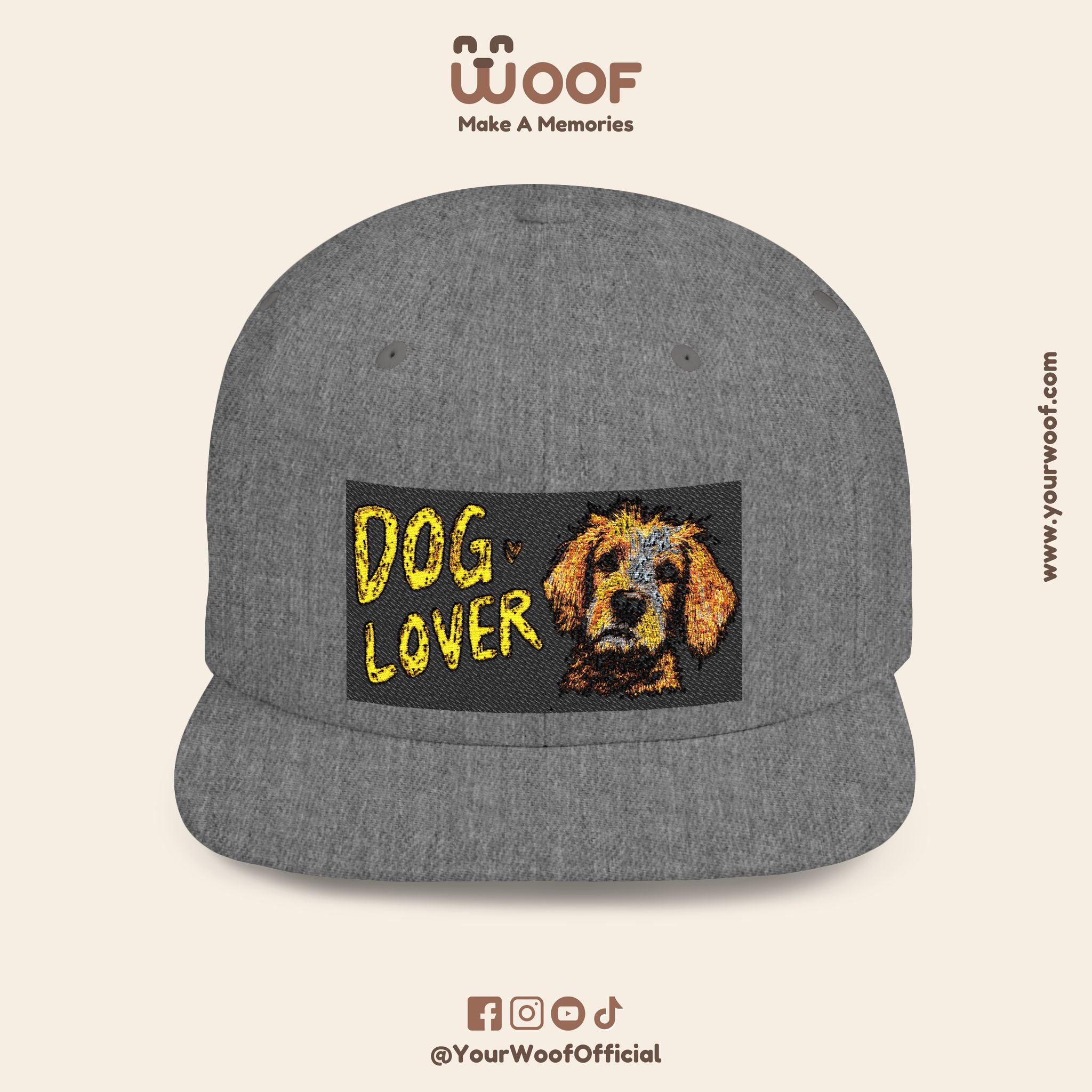 Dog Lover Flat Bill Snapback Hat, Casual Cap for Pet Owners, Dog Gift, Adjustable Hat, Fashion Accessory for Animal Lovers
