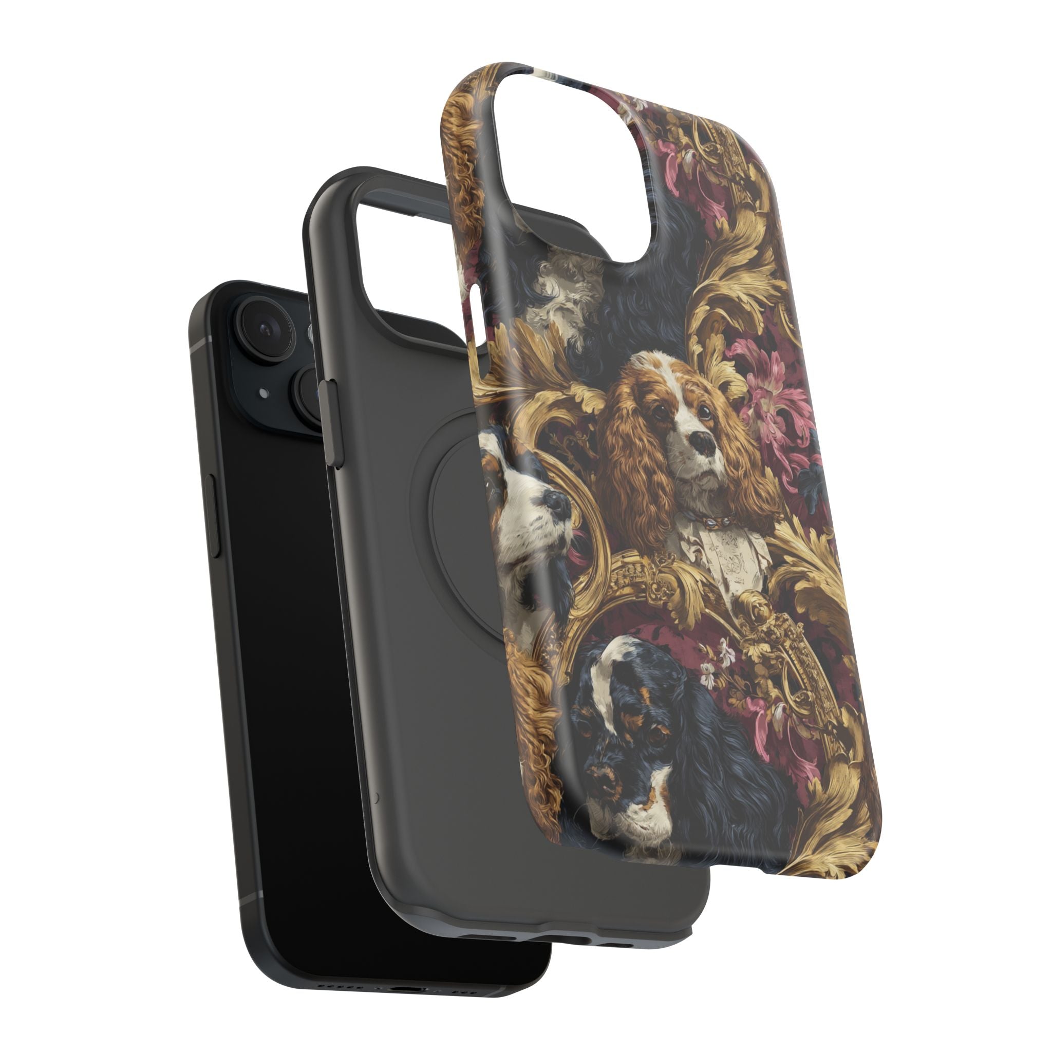 Elegant Pet Portrait Phone Case – Floral Design, Dog Lover Gift, Durable Phone Cover, Unique Art Case, Stylish Accessory
