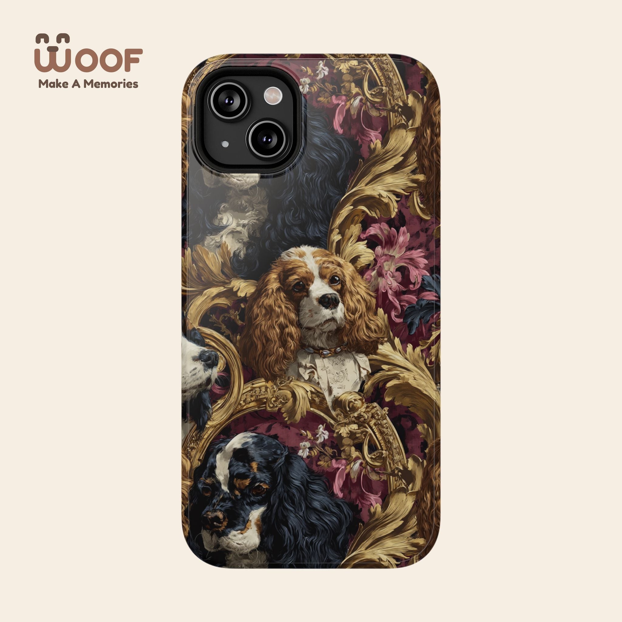 Elegant Pet Portrait Phone Case – Floral Design, Dog Lover Gift, Durable Phone Cover, Unique Art Case, Stylish Accessory