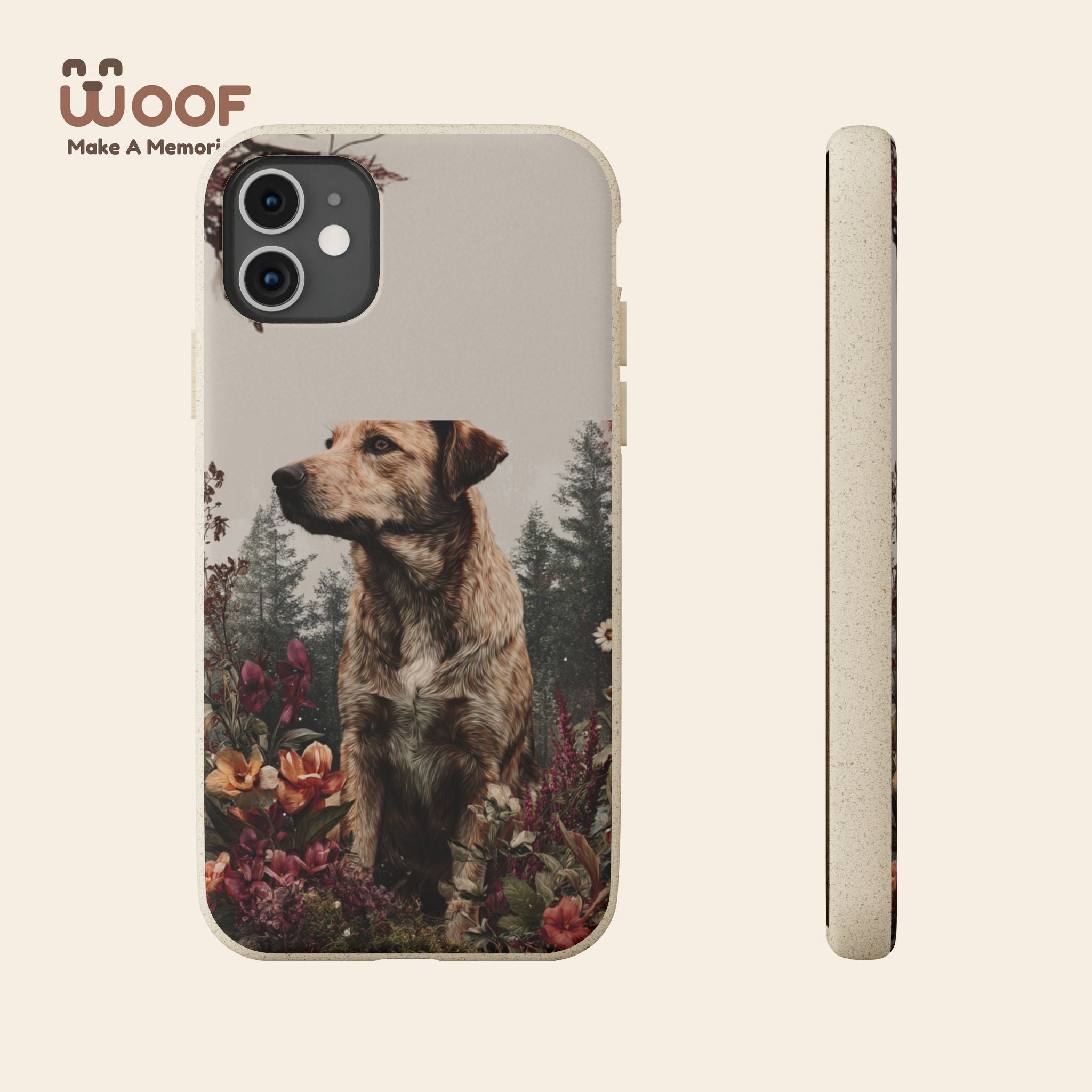 Eco-Friendly Dog Lover Biodegradable Phone Case - Floral Design